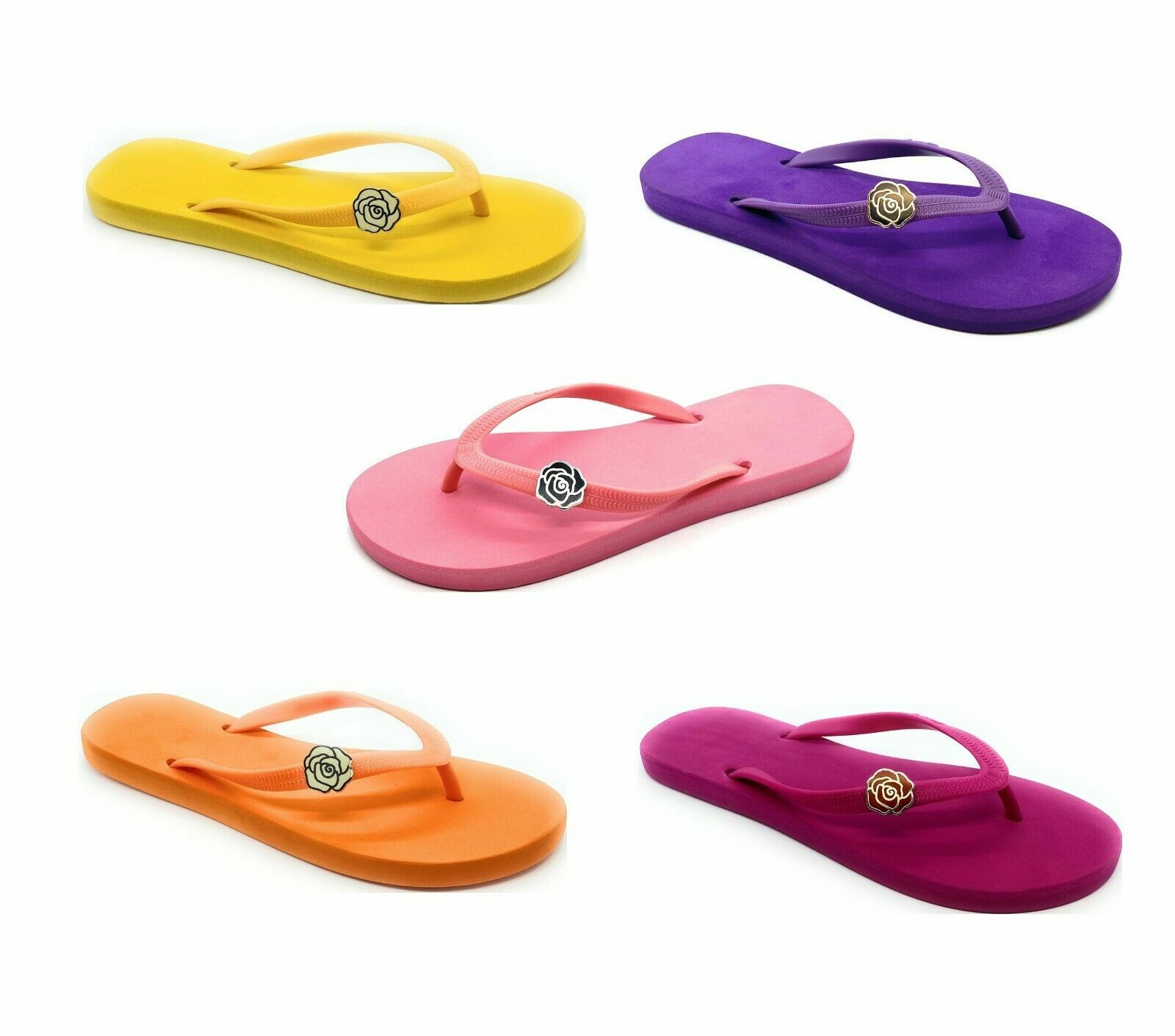 Popits Women Cozy Flip Flops With Beautiful Flower Ornamen ~ Choose Color Size