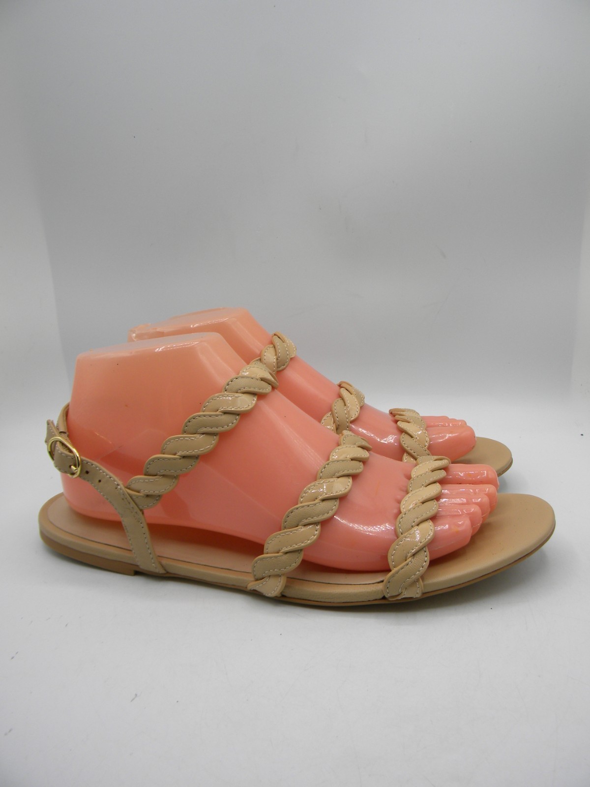 STUART WEITZMAN Twistie Leather Flat Ankle Strap Strappy Sandal Sz 8.5 M