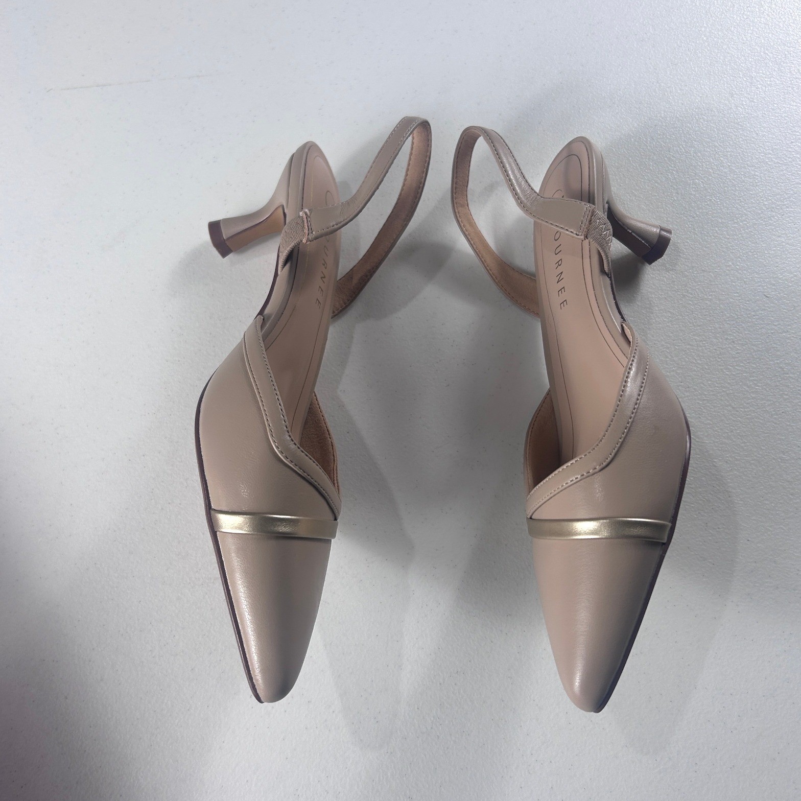 Journee Collection Nellia Taupe Slingback Kitten Heels Pointed Toe Womens 9M NEW