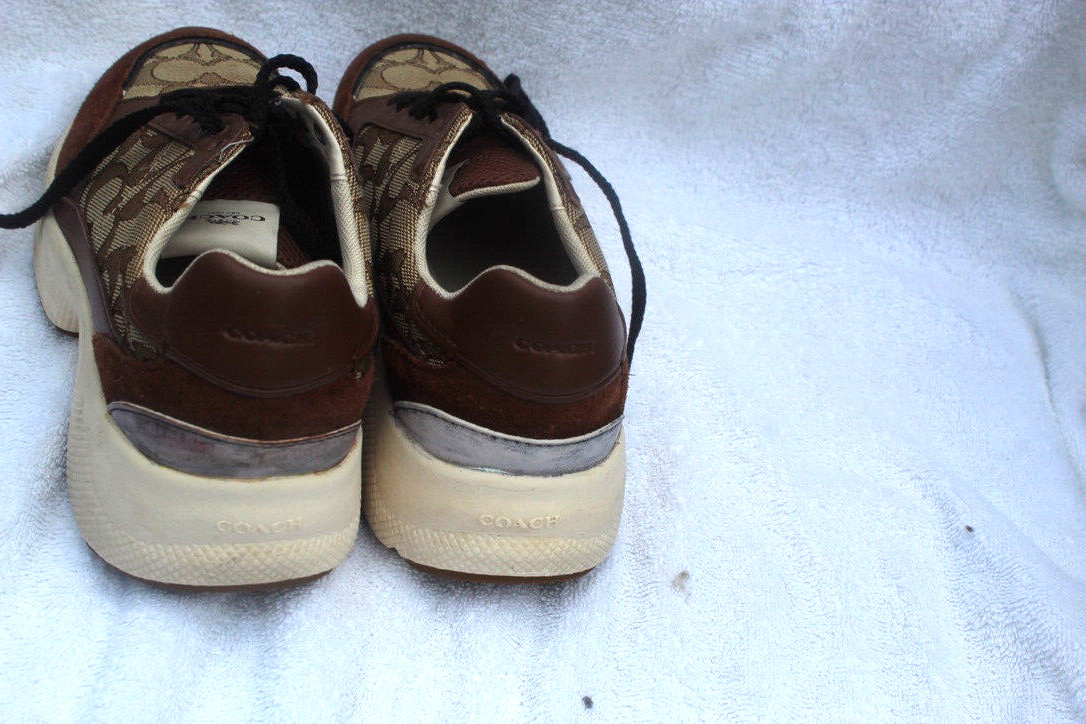COACH G5057 TECH RUNNERS SNEAHERS BROWN LOGO W SZ 7.5B MADE IN INDONESIA