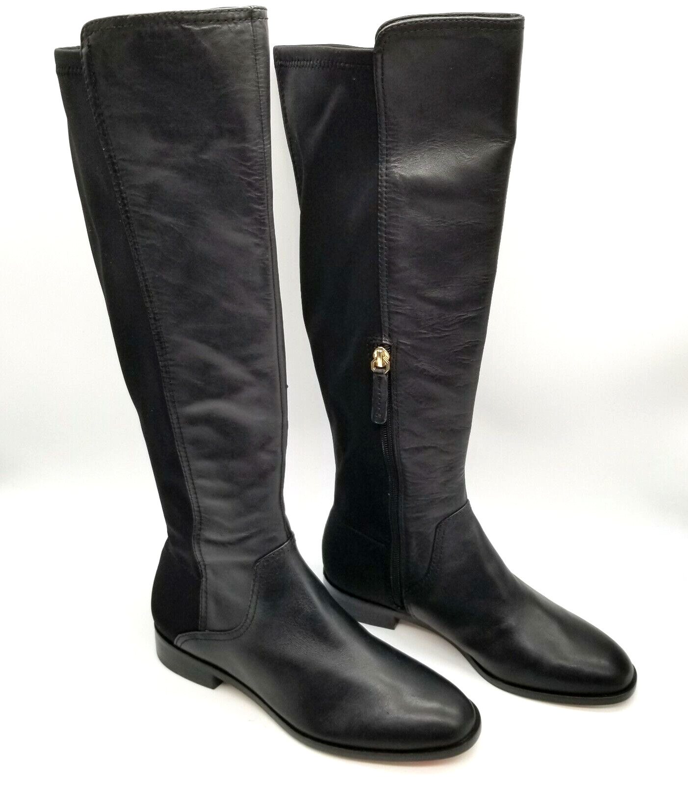 Louise et Cie Womens Verdi Black Leather Block Heel Knee High Boots Sz 5 M