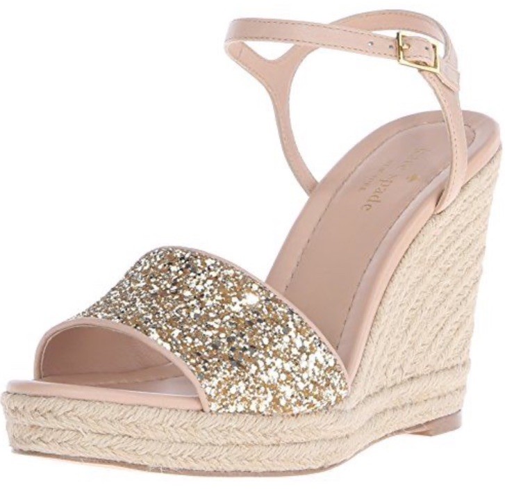 Kate Spade New York Women’s Jaden Gold Glitter Espadrille Wedge Sandals Size 7.5