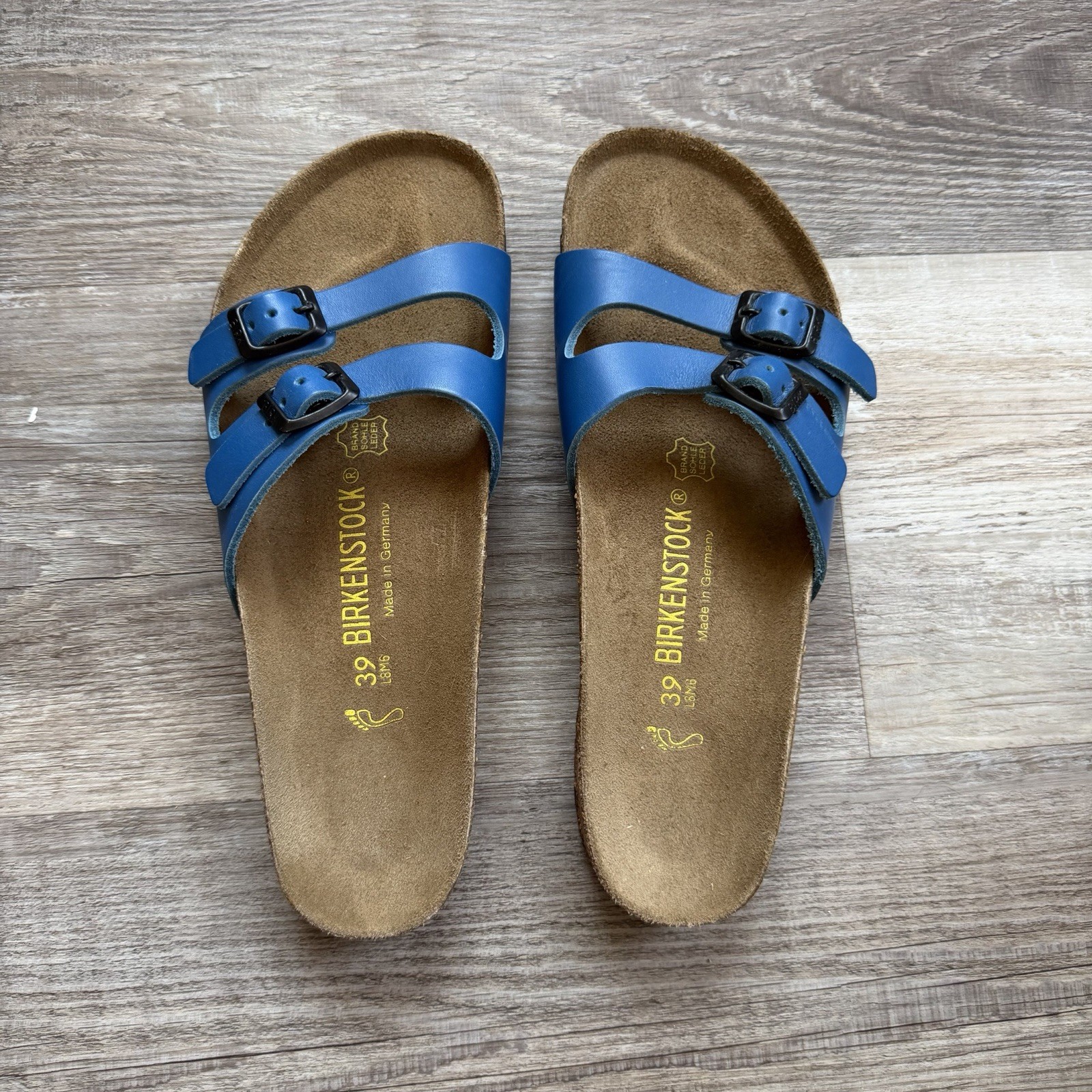 Vintage Birkenstock Ibiza Cornflower Blue Sandals EU 39 New In Box Made Germany