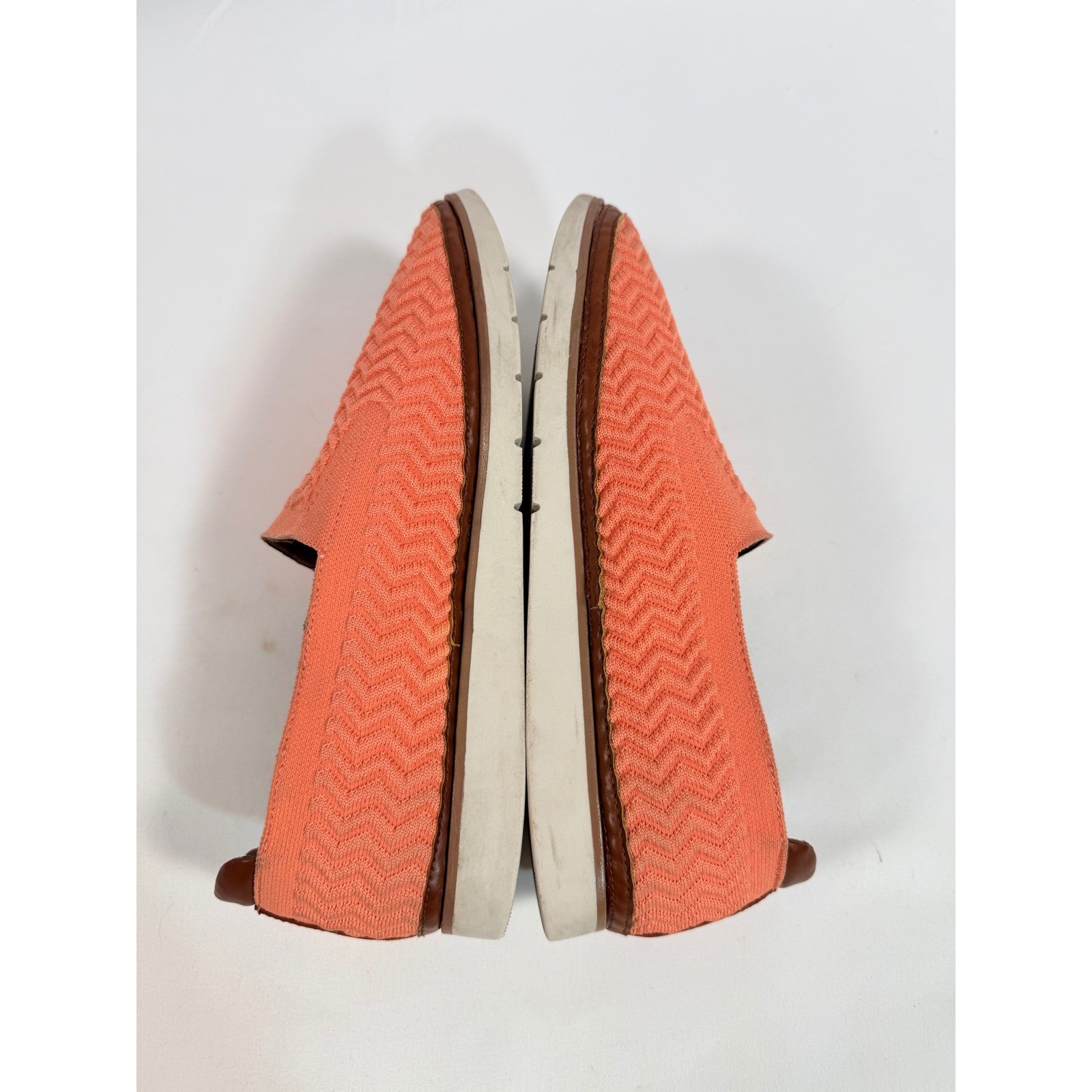 Cobb Hill Camryn Coral Orange Knit Chevron Slip On Loafers Womens 8 CI7750