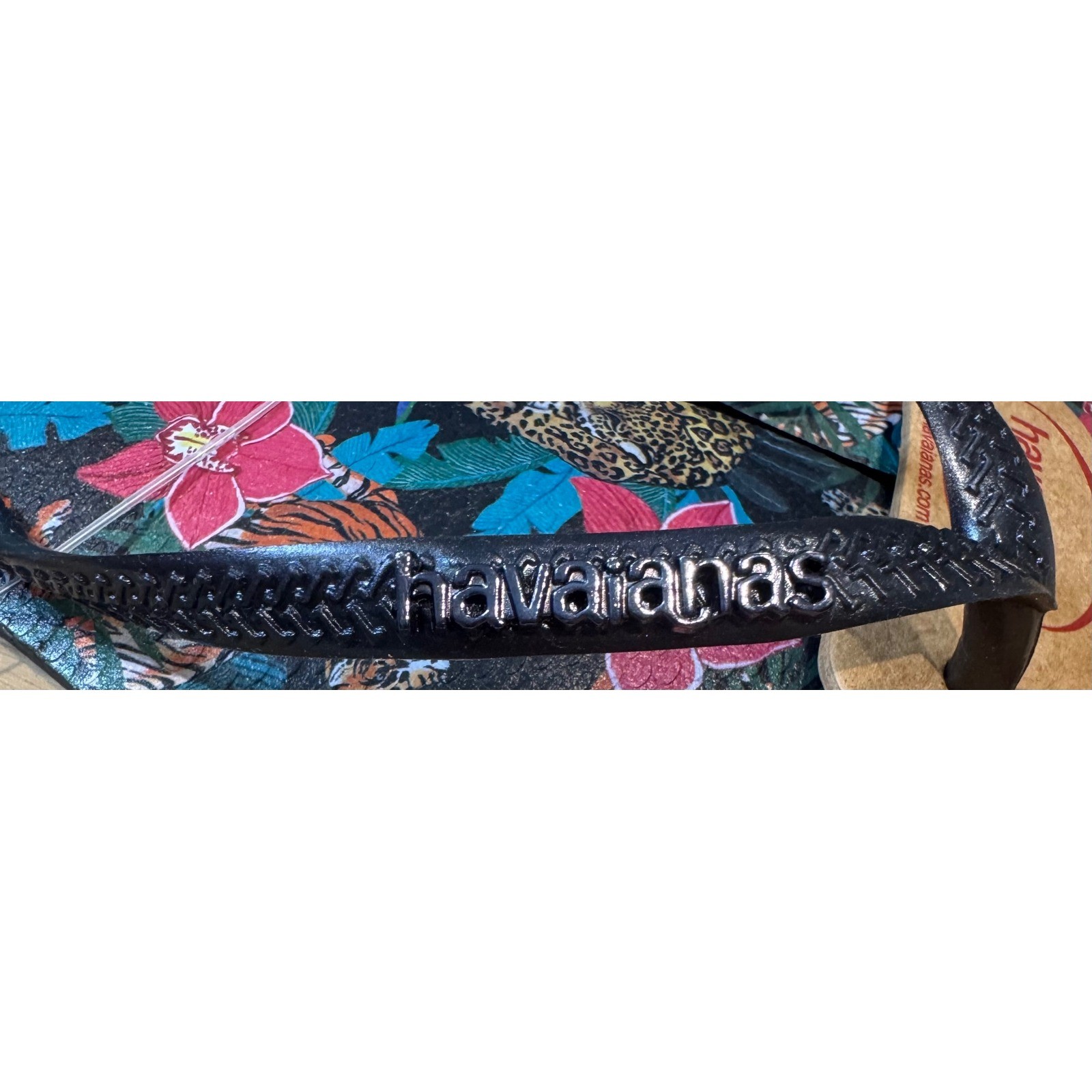 NWT Havaianas Slim Tropical Flip Flops Casual Beach jungle print USA 6