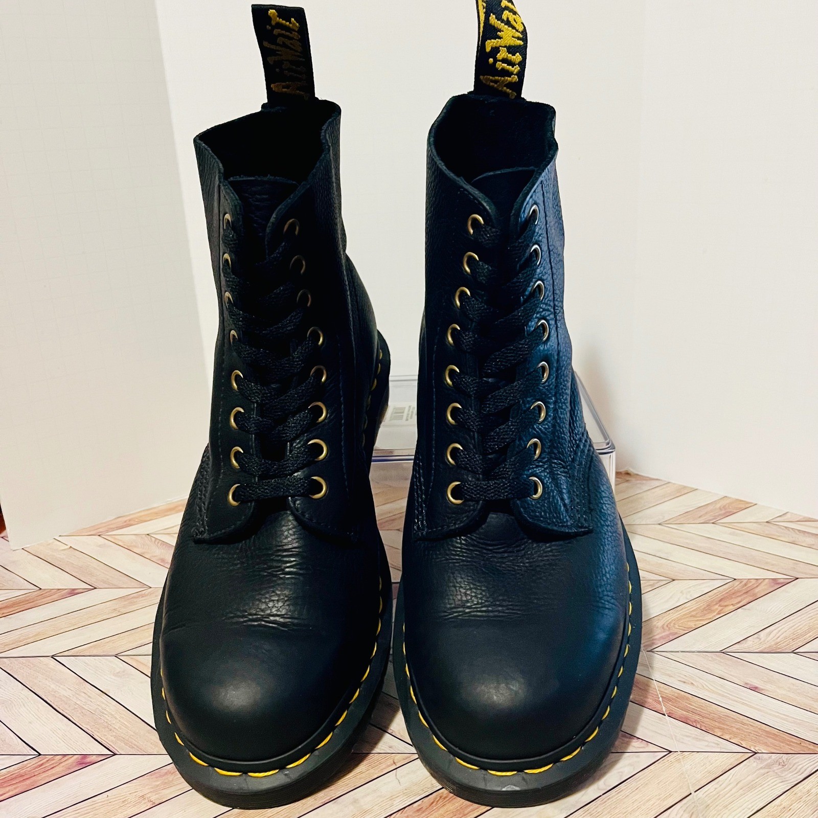 Dr Martens 1460 Pascal Black Virginia Leather Women 9 Men 8 Boots Goth Grunge