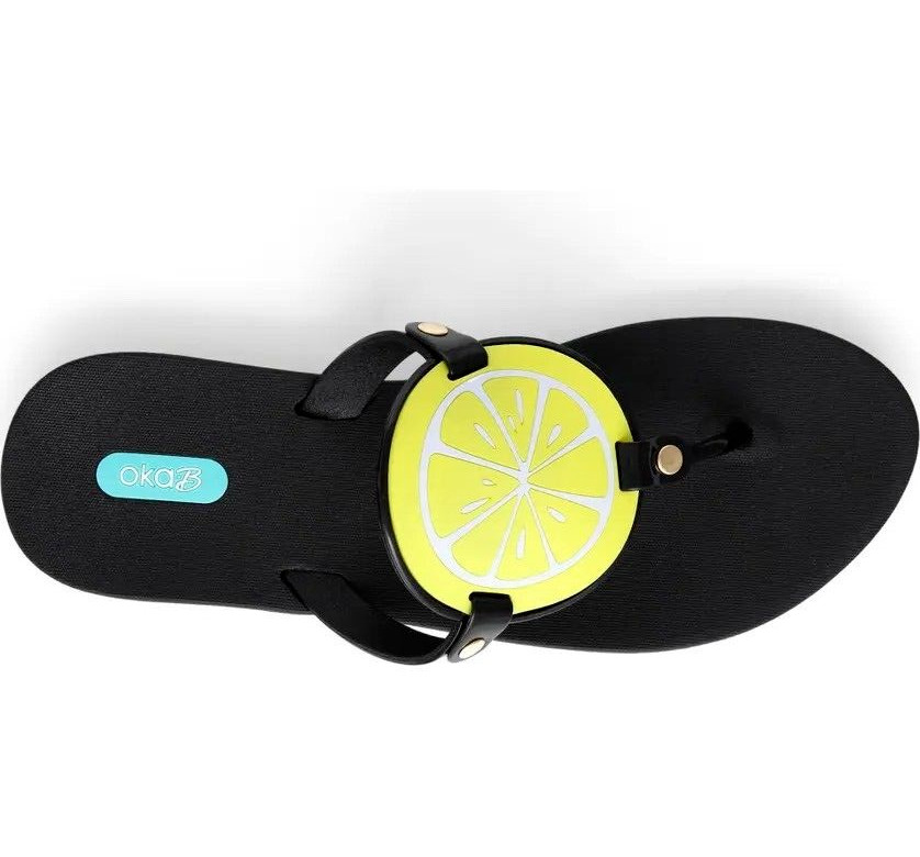 Oka-B Women’s Solara Flip Flop Thong Sandals, Licorice/Lemon ( 8 M )