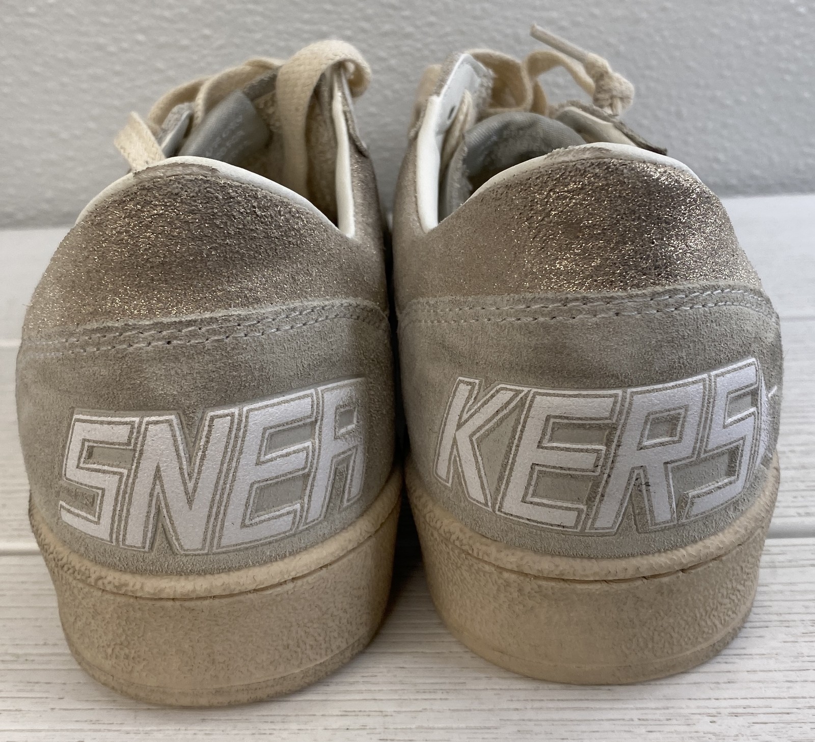 Golden Goose Ballstar Womens Size US9 EU39 White Leather Pearly Glitter Sneakers