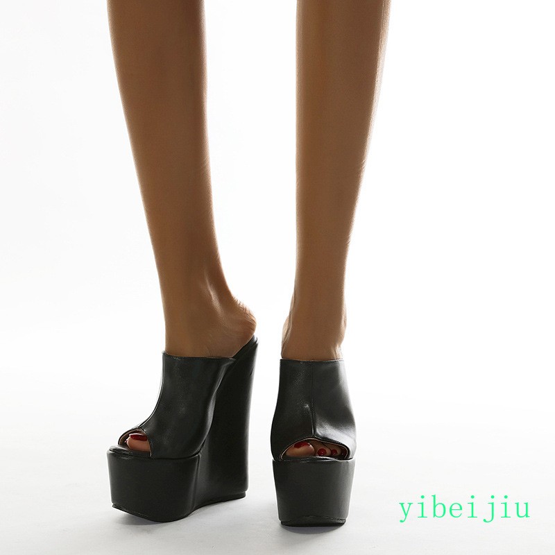 Women’s Super High Wedge Heels Platform Mules Slides Sandals Slippers Thick Sole
