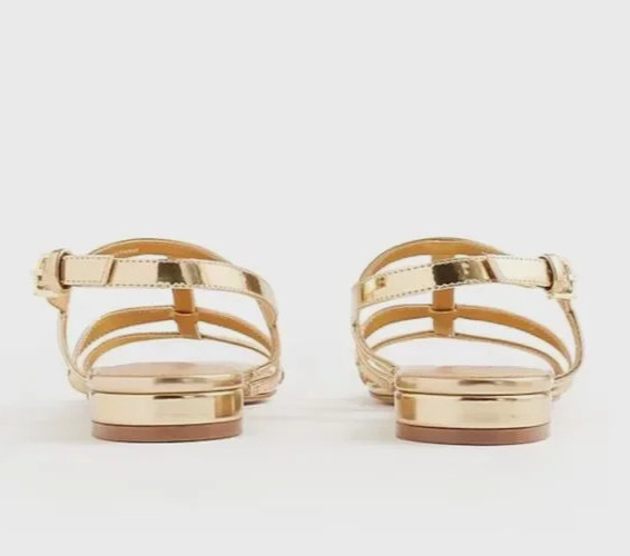 J. Crew~Gold~Cage~Ankle~Straps~Low block heels~Sandals~7 1/2~8N~NWT!