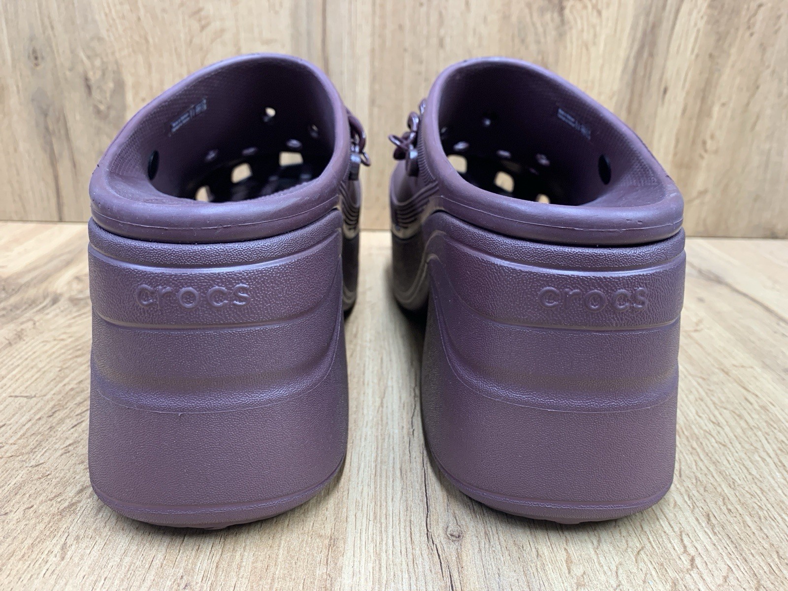 Crocs Siren Chain Platform Clogs Womens 11 Burgundy Chunky Heel Slip On 209018