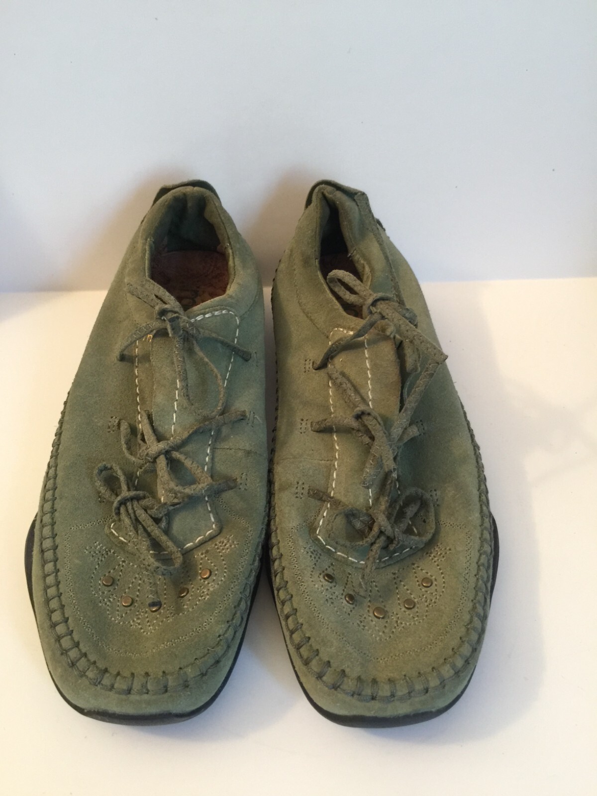 Michelle.K Womens Leather Lace Up Low Top Sneaker Shoes Size 8