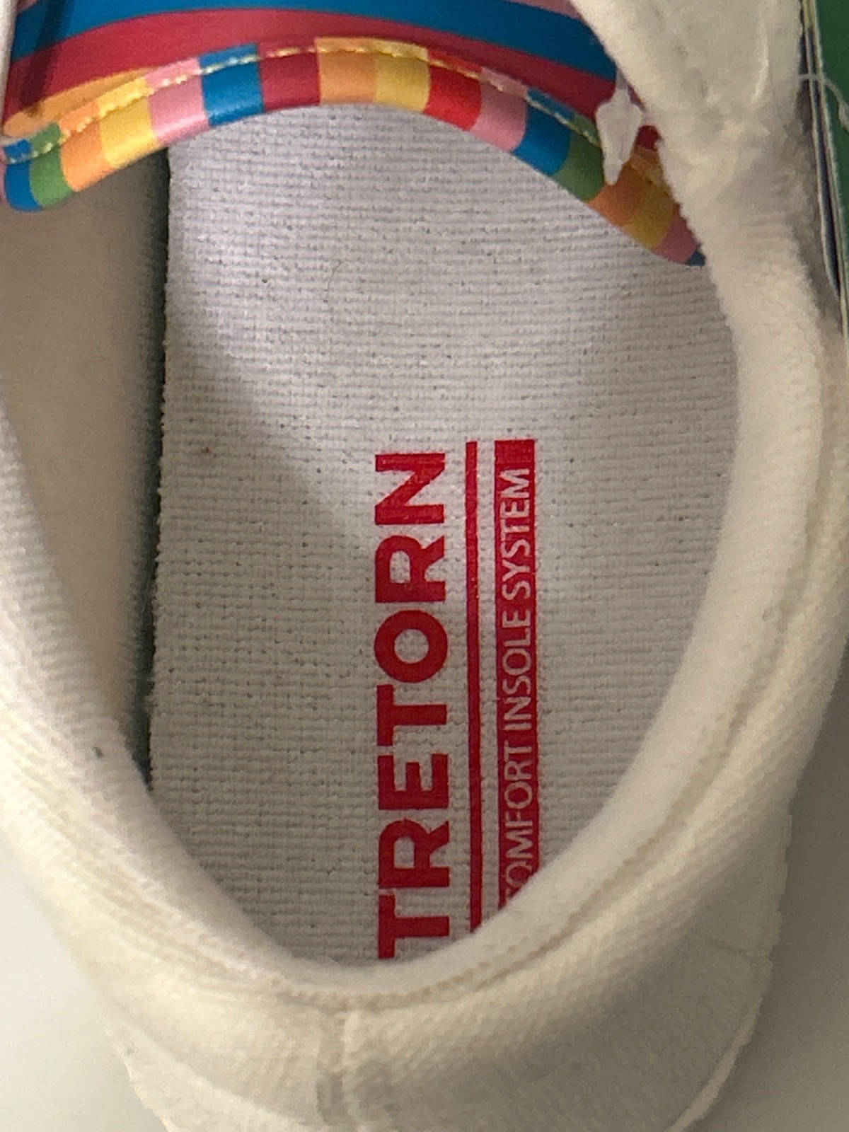 Tretorn Nylite White Canvas Sneaker With Rainbow Accent NWT Women Size 8.5 Med