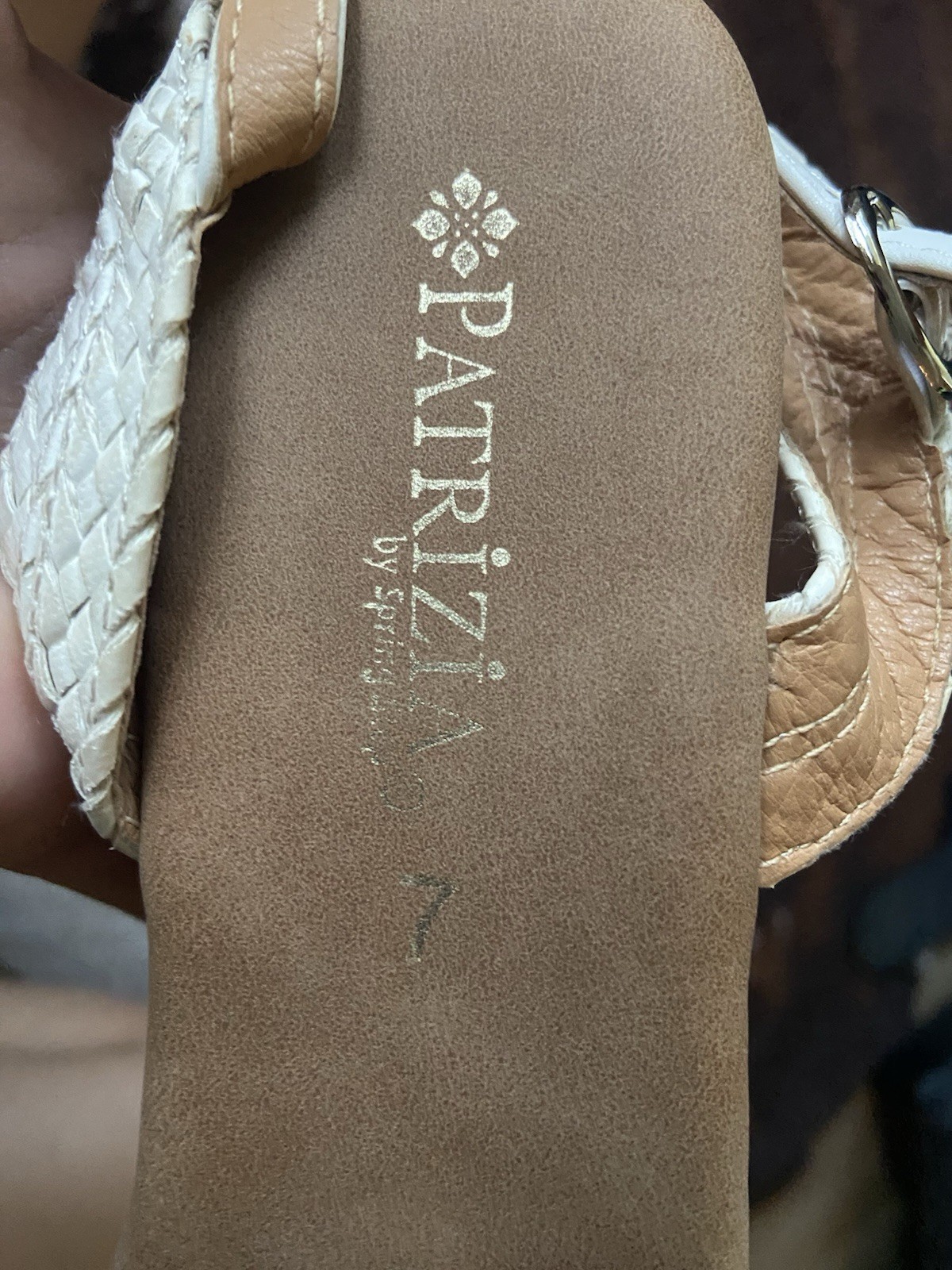 Patrizia Women’s White Braided Wedge Sandals Ankle Strap Buckle US 7