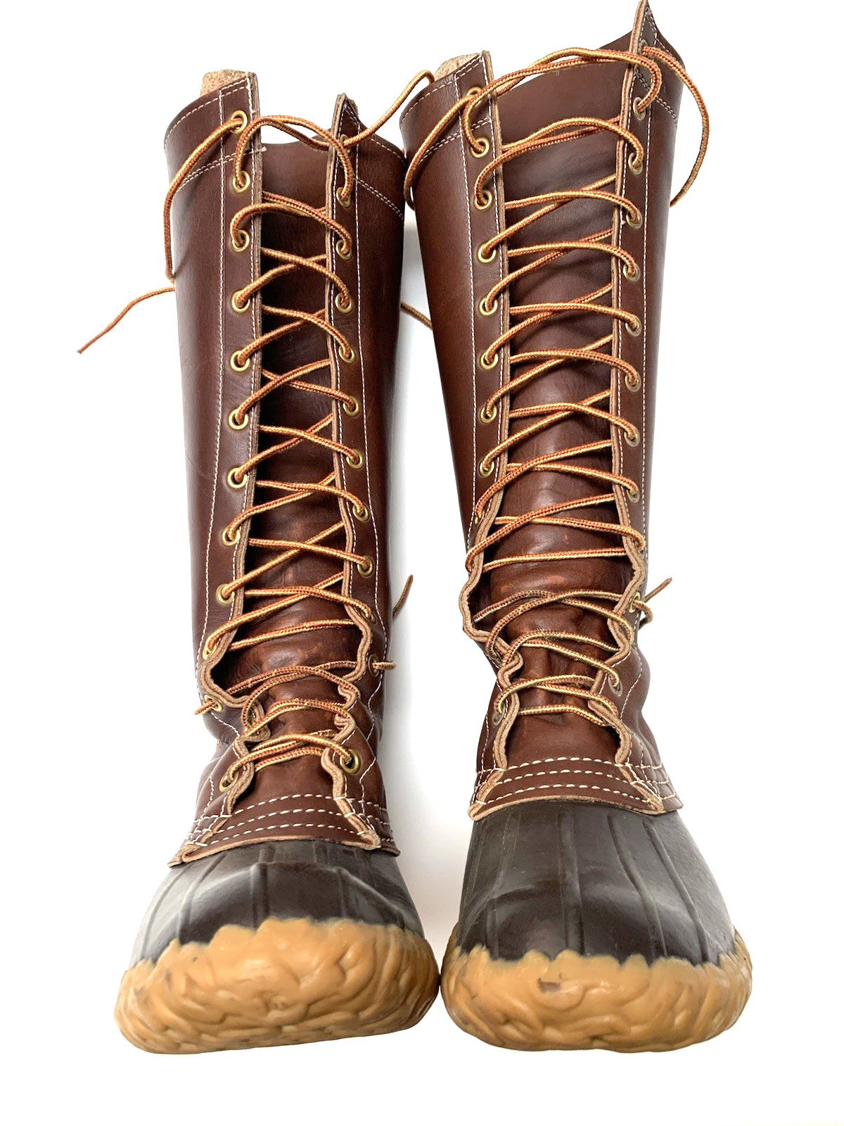 Women’s Size 5 Medium L L BEAN Maine Hunting Boots TALL LACE UP 16″ – NICE !
