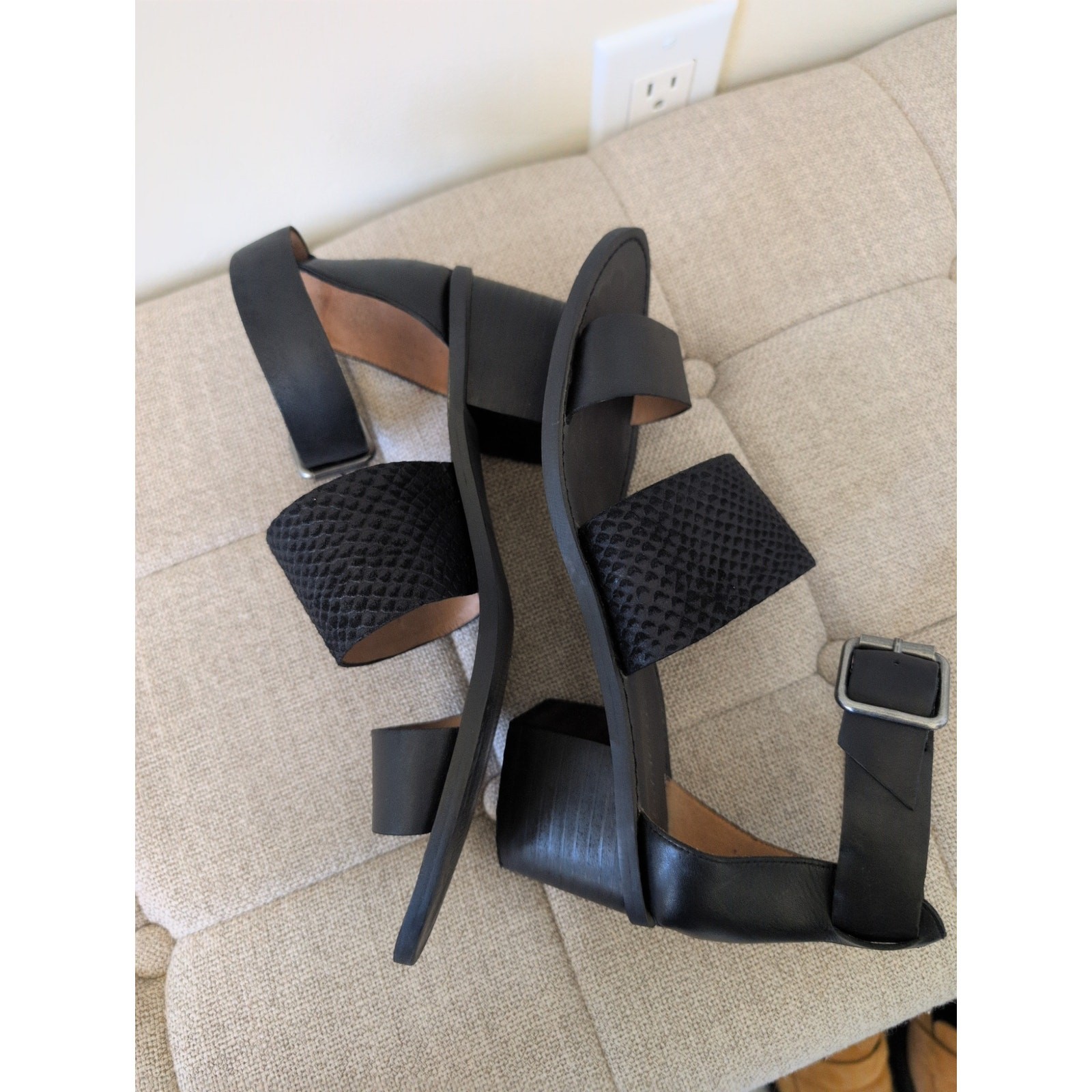 Madewell Warren Embossed Block-Heel Sandals size 8
