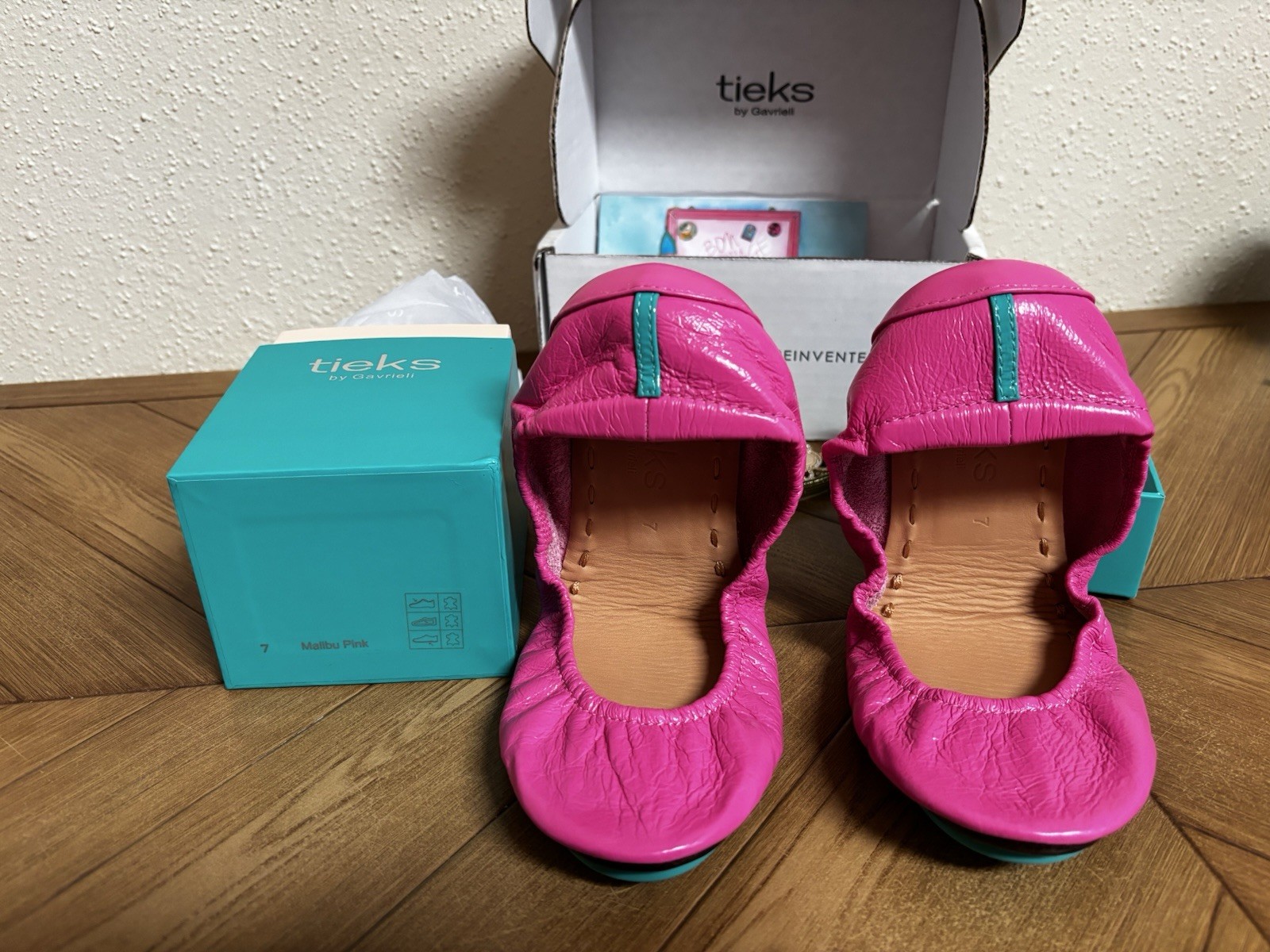 Tieks Malibu Pink Leather Ballet Flat Shoes Size 7 NIB Vault Limited Edition