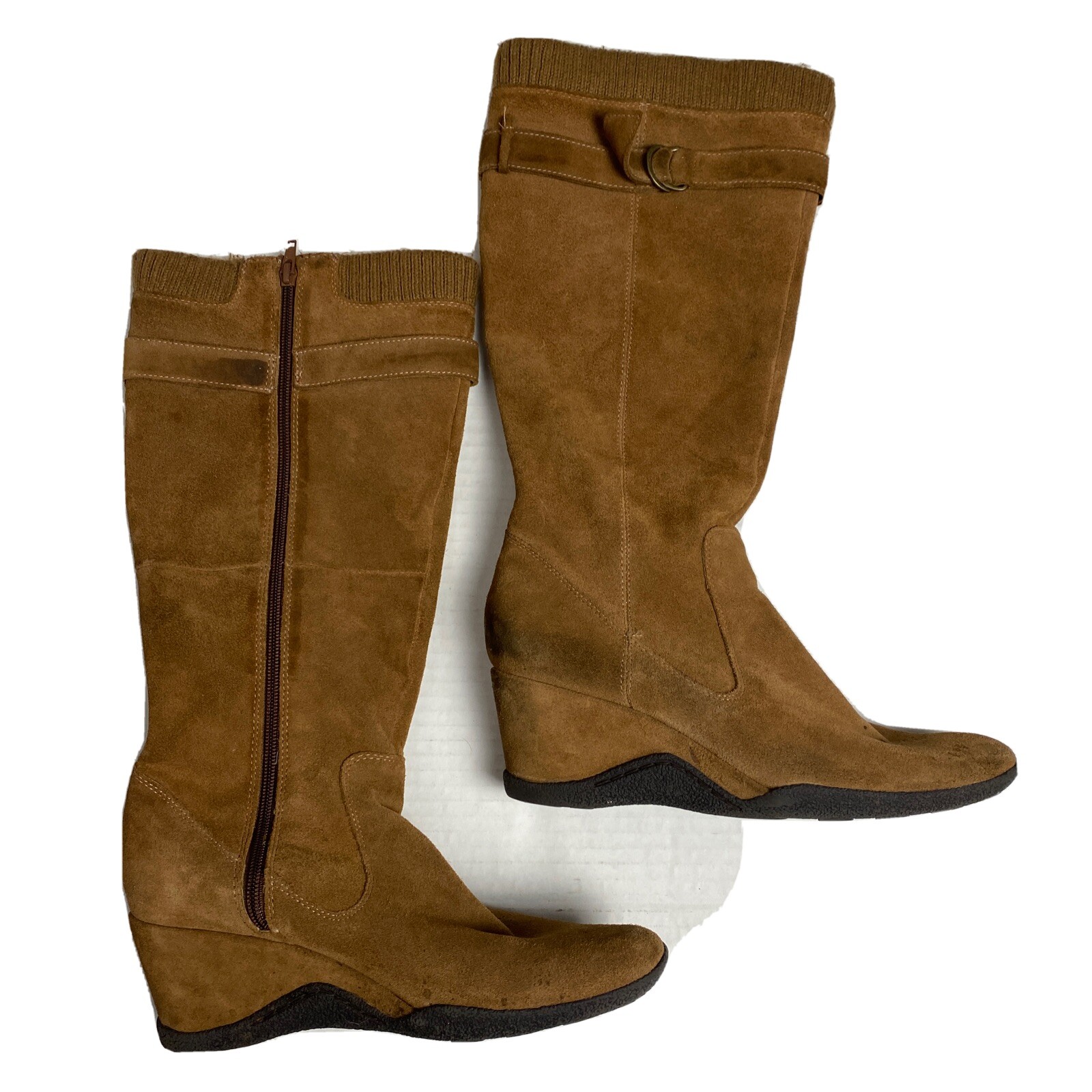 ANA A New Approach Womens 9.5M Tan Suede Leather Knee High Boots