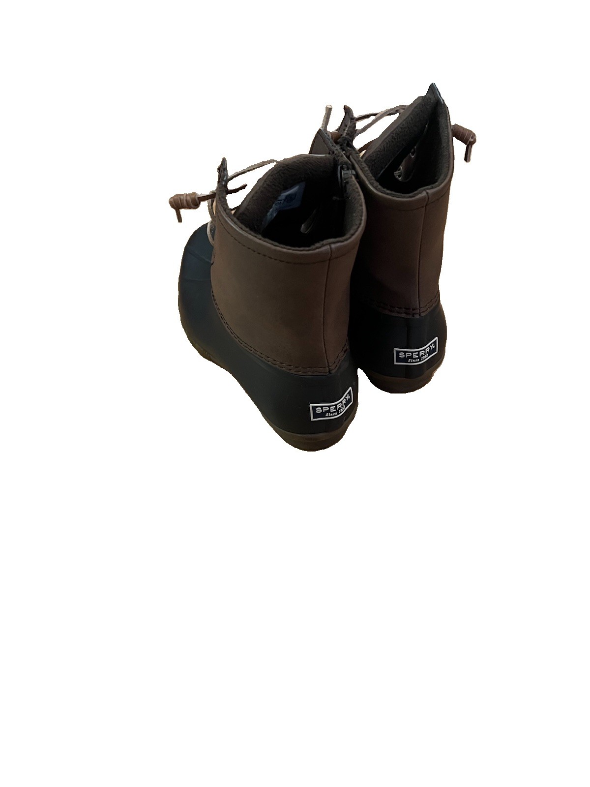 Sperry Saltwater STS83684 Duck Boots Leather Faux Fur Lace-Up Zip 7.5/38