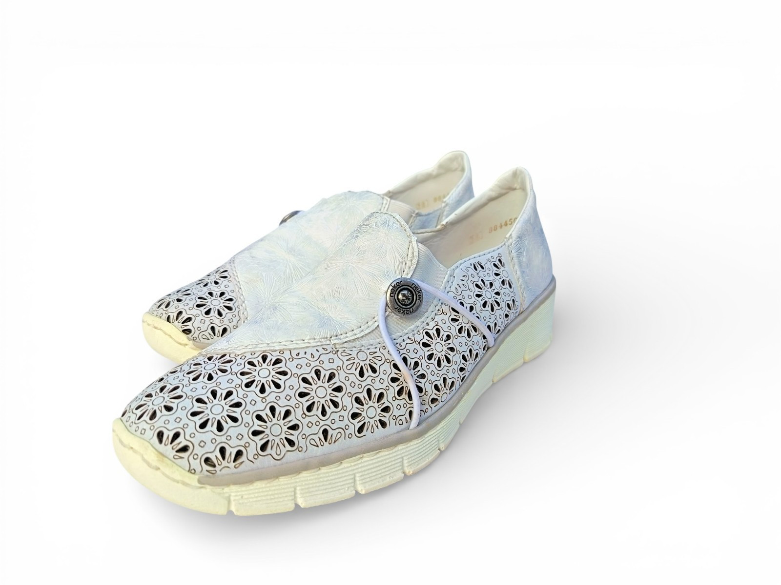 Rieker Womens White Leather Comfort Slip On Walking Shoes EU 38