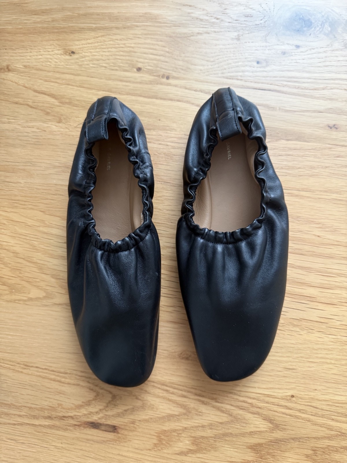 MANSUR GAVRIEL Black Leather Ruched Ballerina Glove Flat NWD Retail $495