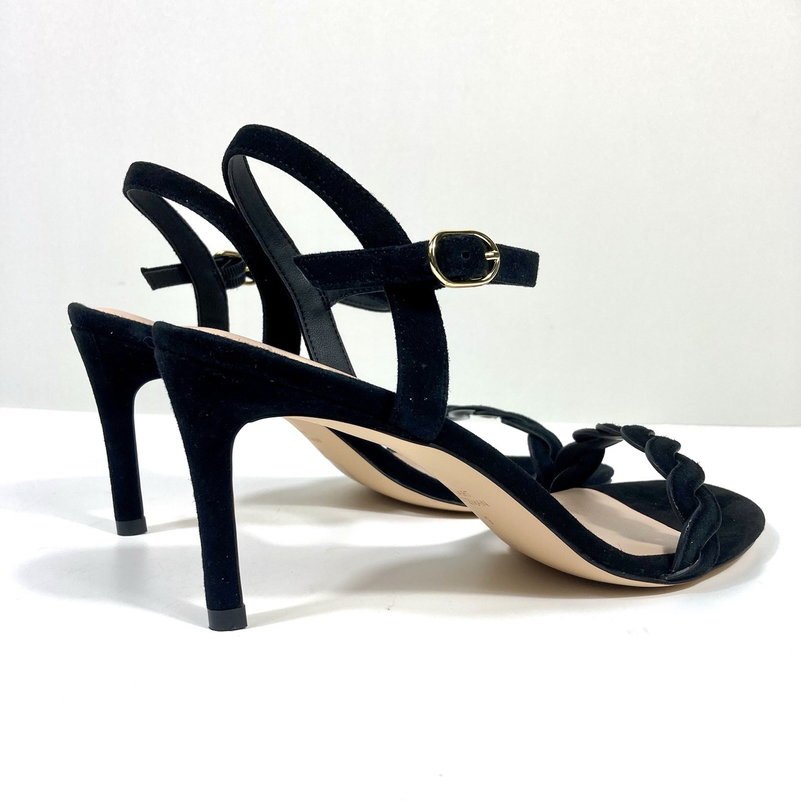 Stuart Weitzman Twistie Stiletto 75 Heels Sandals Suede Black 6 9 B NEW