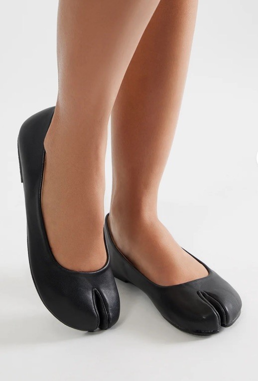 Women’s Fashion Nova Faux Bowtie Tabi Split Toe Mid Heel Ballet Shoes