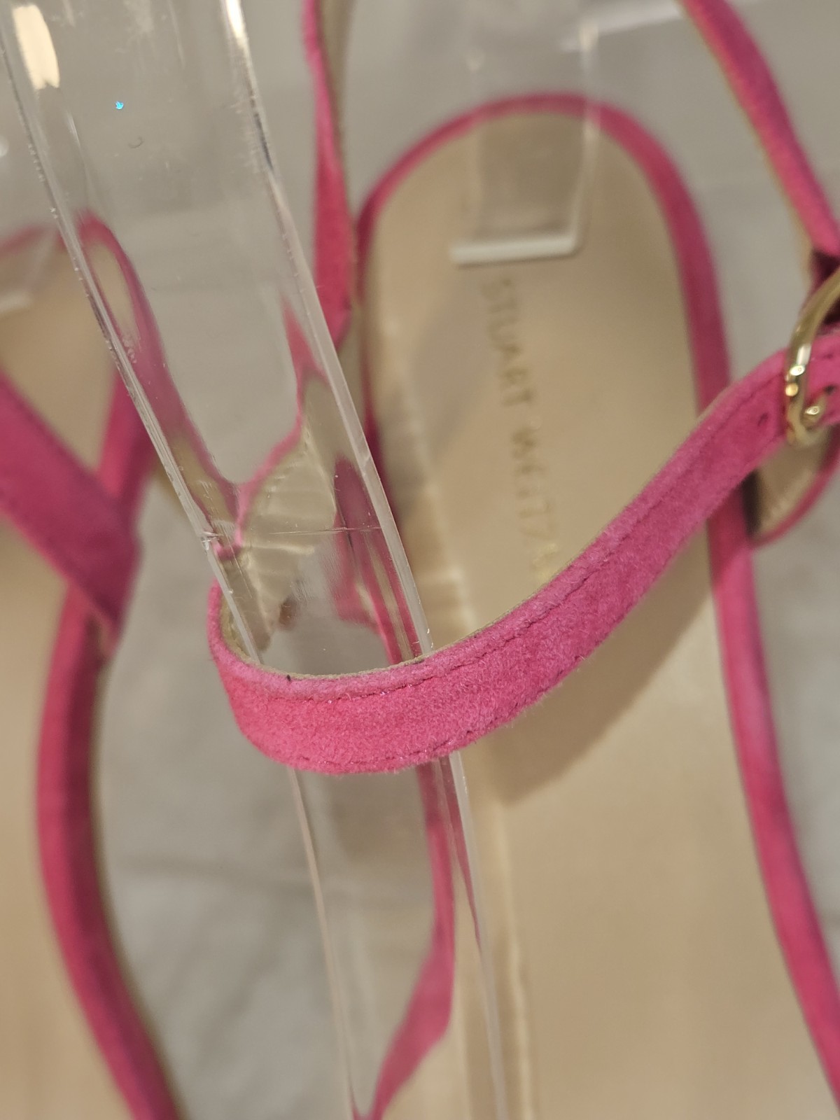 Stuart Weitzman Dancer Twistie Suede Sandal Women’s Pink Size US6B EU36.5