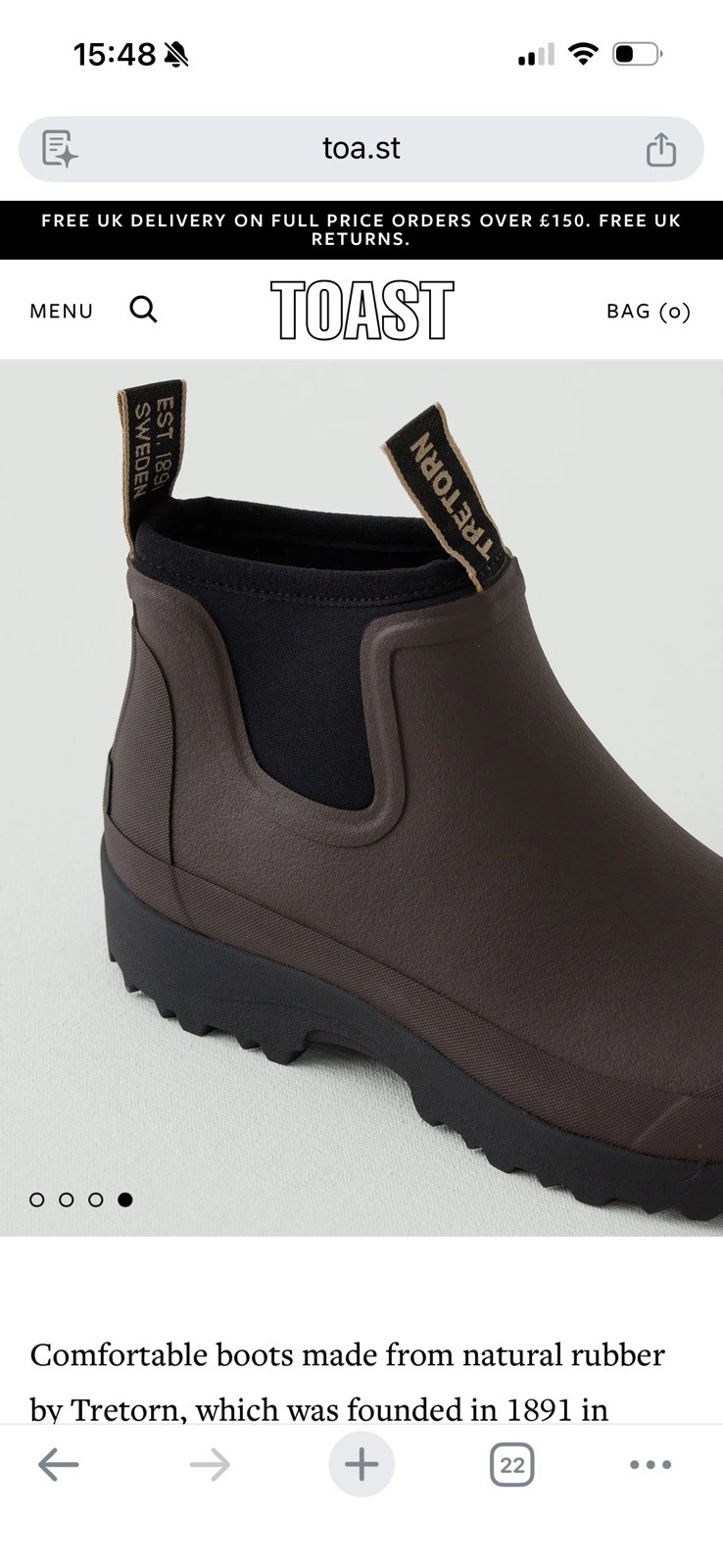 Tretorn Rain boots Terrang Low Neo Size 41 Chocolate Brown Not Available In US