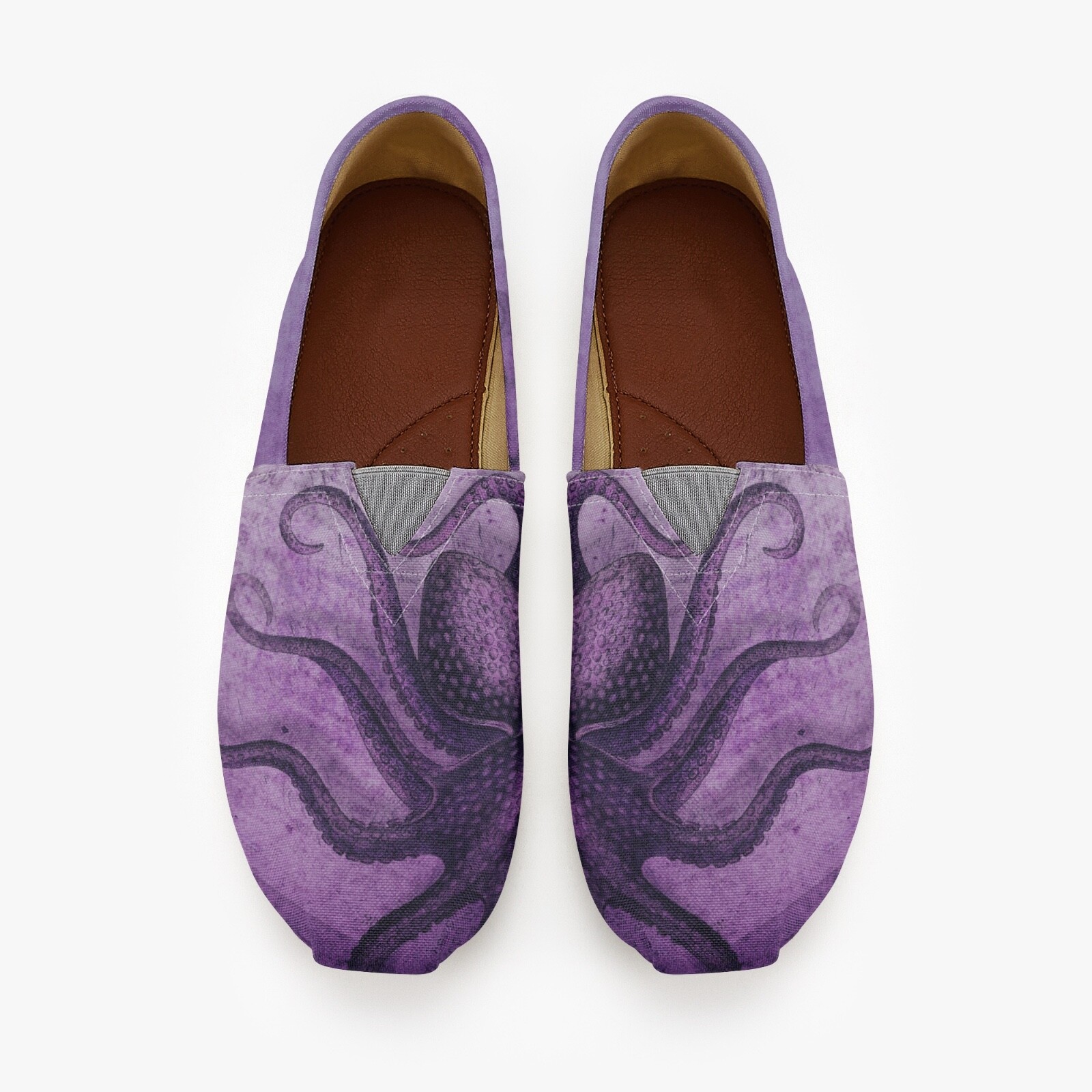 Purple Octopus Slip On Canvas Shoes Nautical Ocean Squid Art Casual Flats