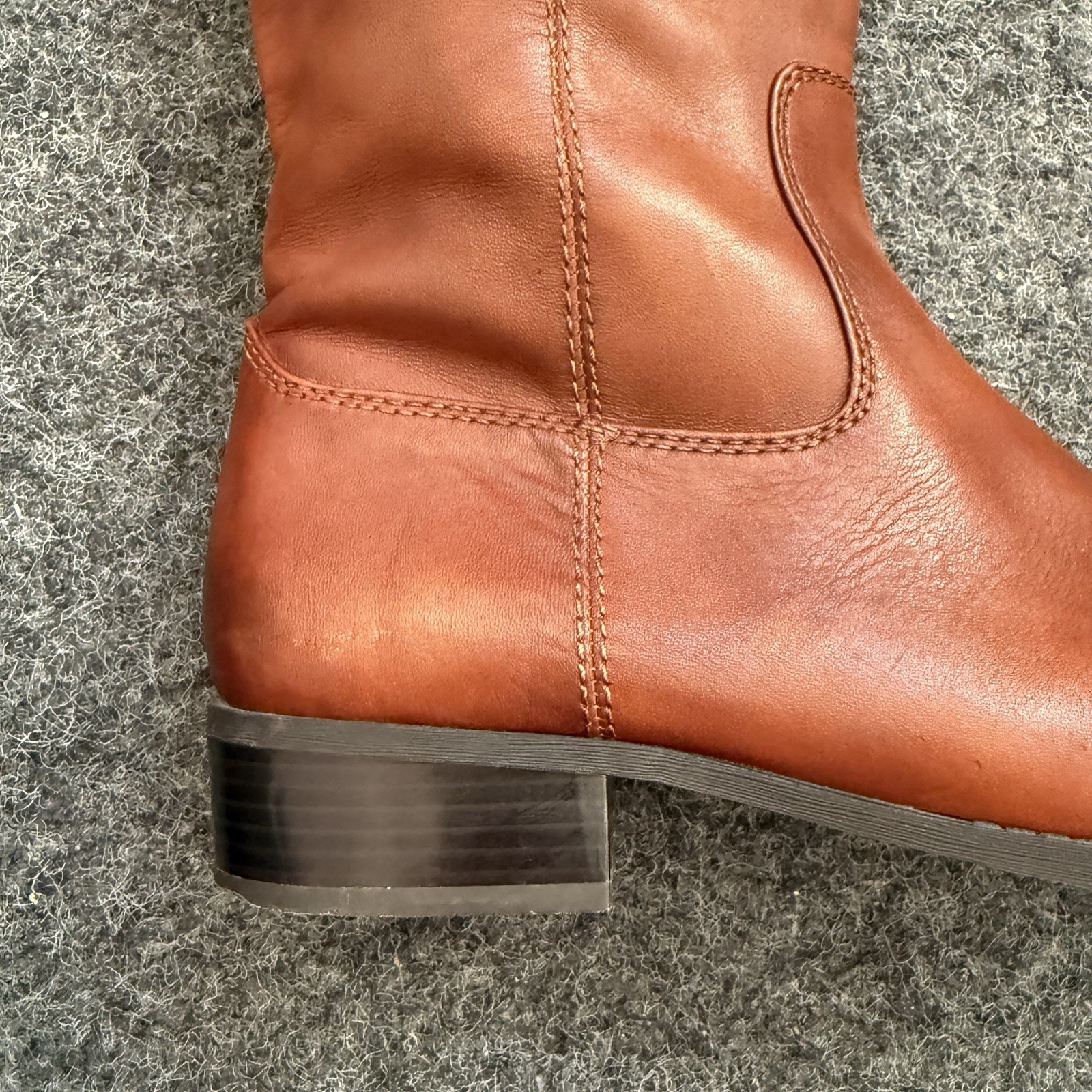 I.N.C. International Concepts Fawne Leather Tall Riding Boots Cognac Brown Sz 11
