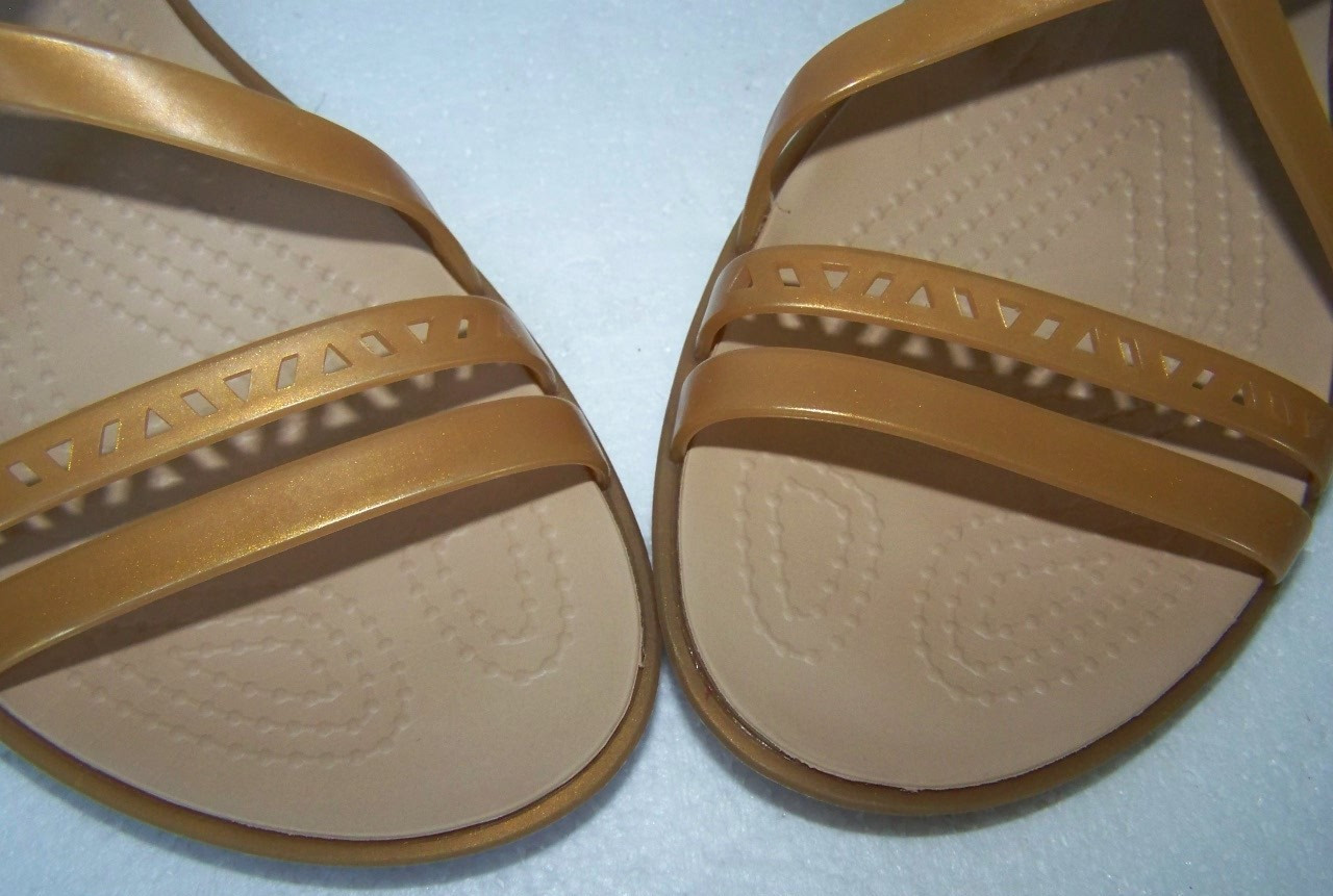 Crocs Isabella Jelly Sandals Womens Sz 6 Bronze Sheer Strappy Flats 202465 NTNew