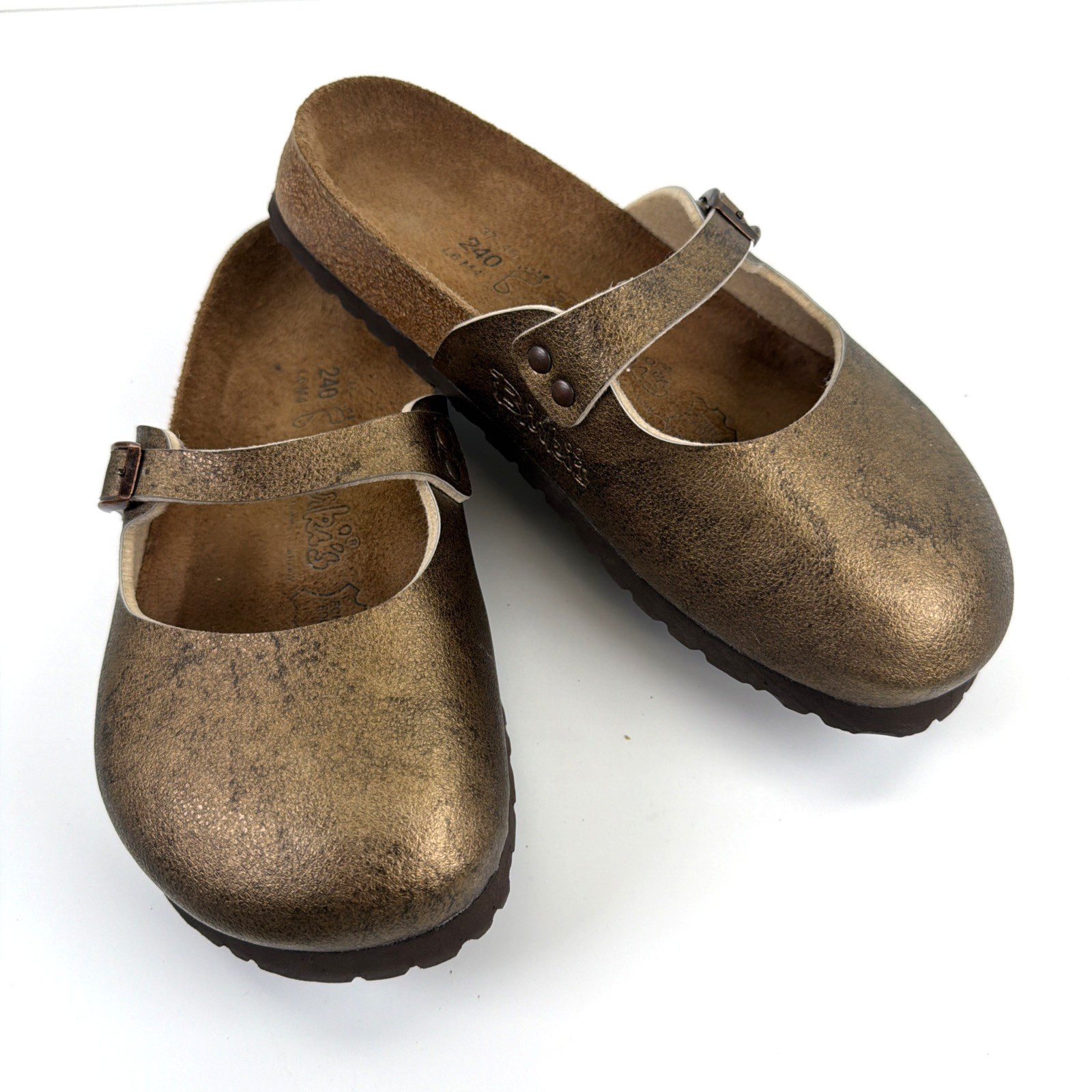 Birkenstock Birki’s Maria Mary Jane Clog Sandals Wms Gold Bronze EU 37 US 6-6.5