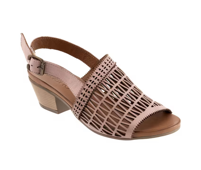 Bueno Lia Dusty Pink Laser Cut Leather Slingback Sandals 40 / 9.5 Heels Summer