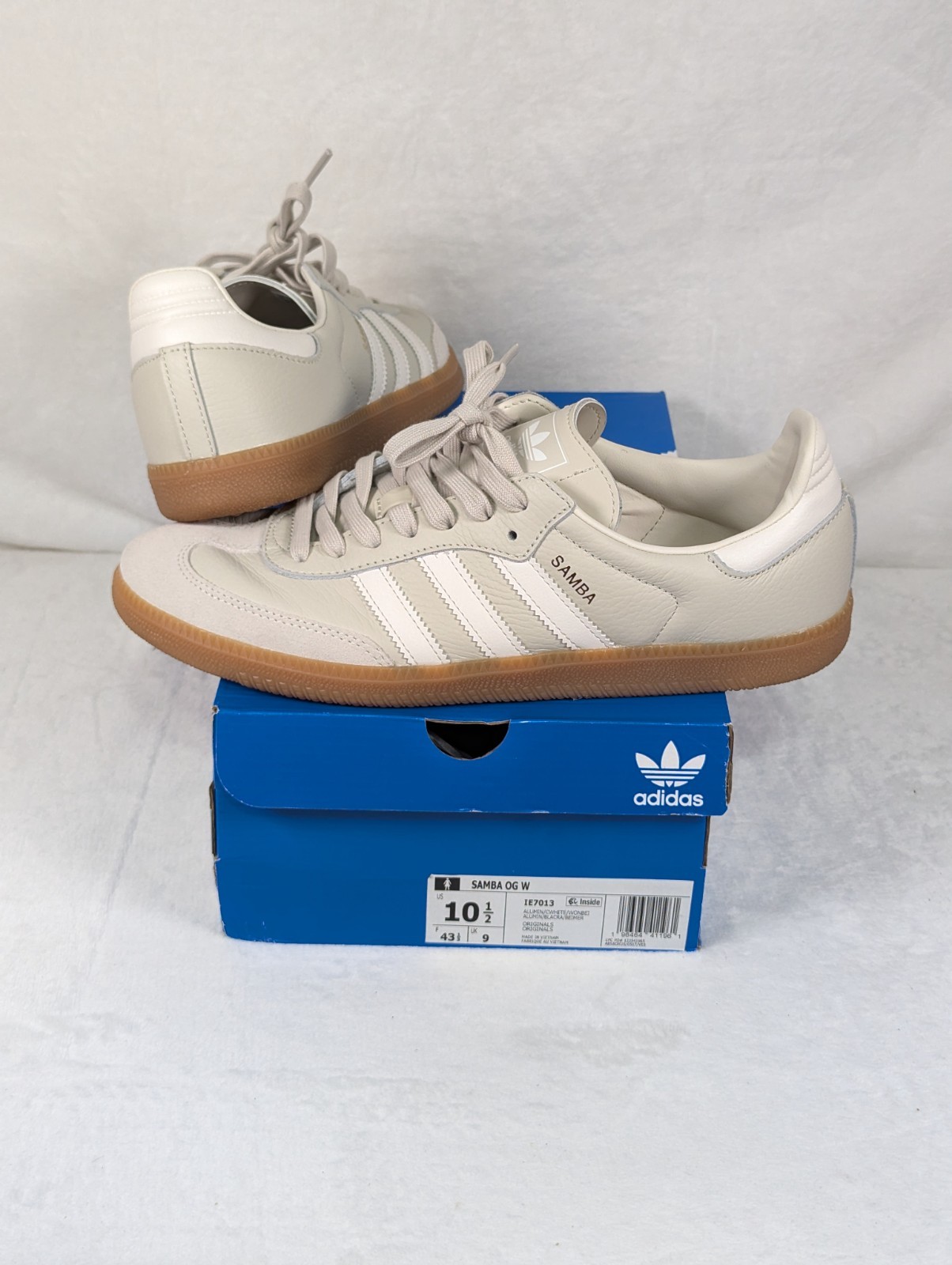 🔥 Sz 10.5 – Adidas Samba OG Beige Aluminum Gum Sole Sneakers IE7013 Women’s