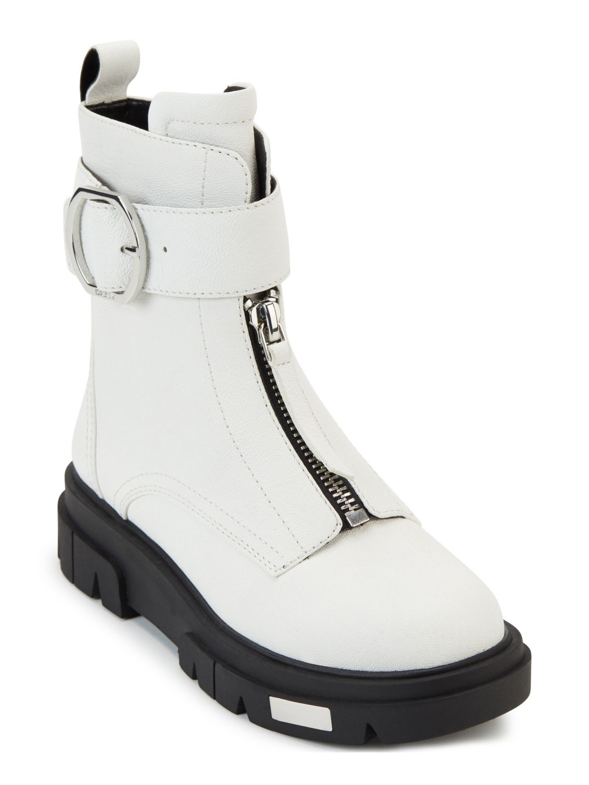 DKNY Womens White 1″ Platform Pull Tab Laina Toe Wedge Leather Booties 9.5 M