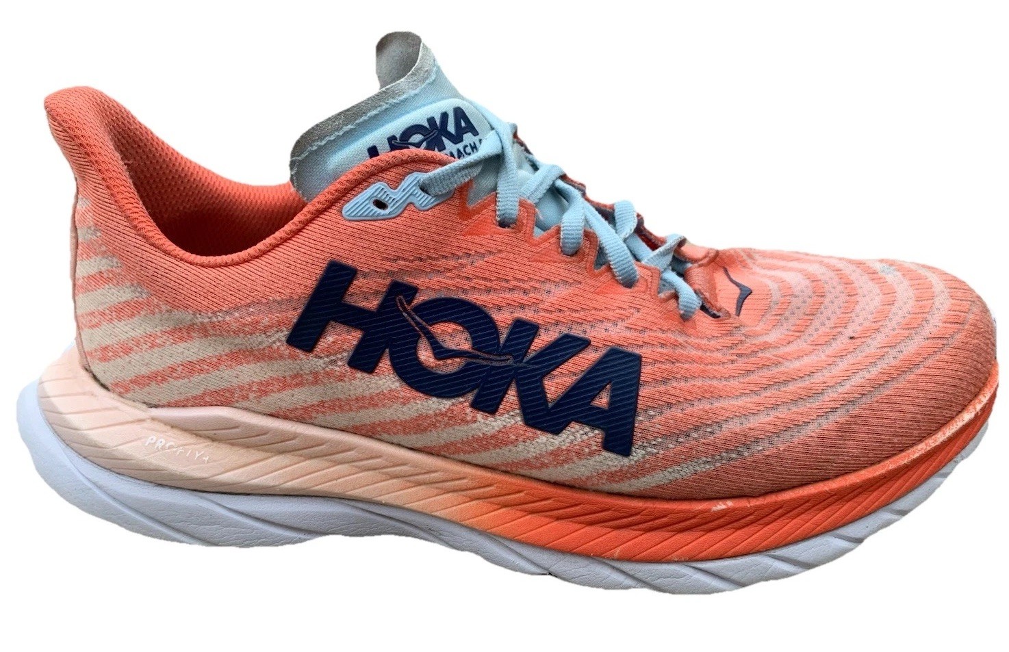 Size 9.5 Hoka One One Mach 5 1127894 Womens Running Shoes Camellia Peach Sneaker