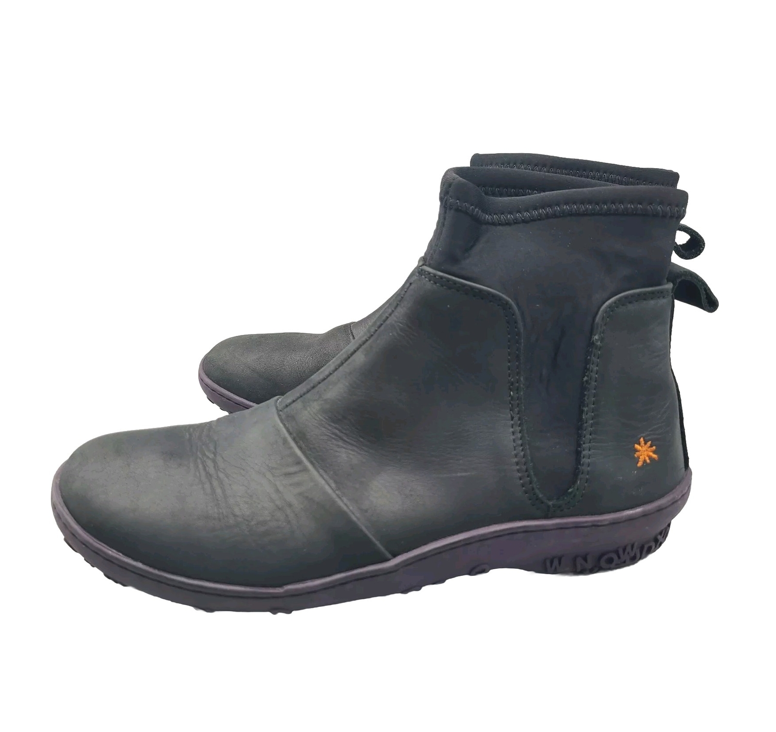 The Art Company Ankle Boots Black Leather Womens Pull On Purple EU 38 US 7