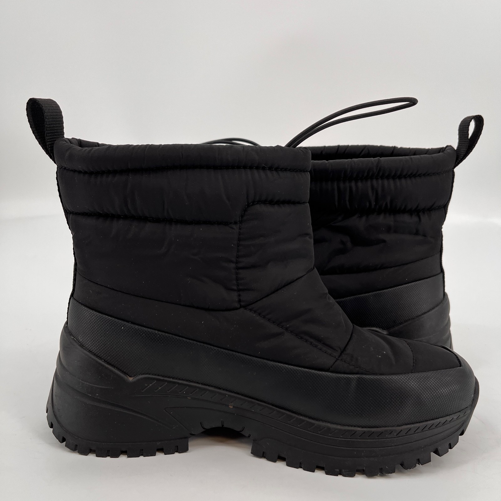 Calvin Klein Nelsa Ankle Boot Black Size 7.5 Synthetic Textile Lug Sole
