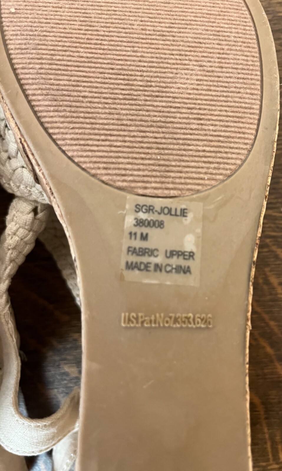 Sugar Jollie Beige Memory Foam Crochet Wedge Cork Sandals Sz 11 M New