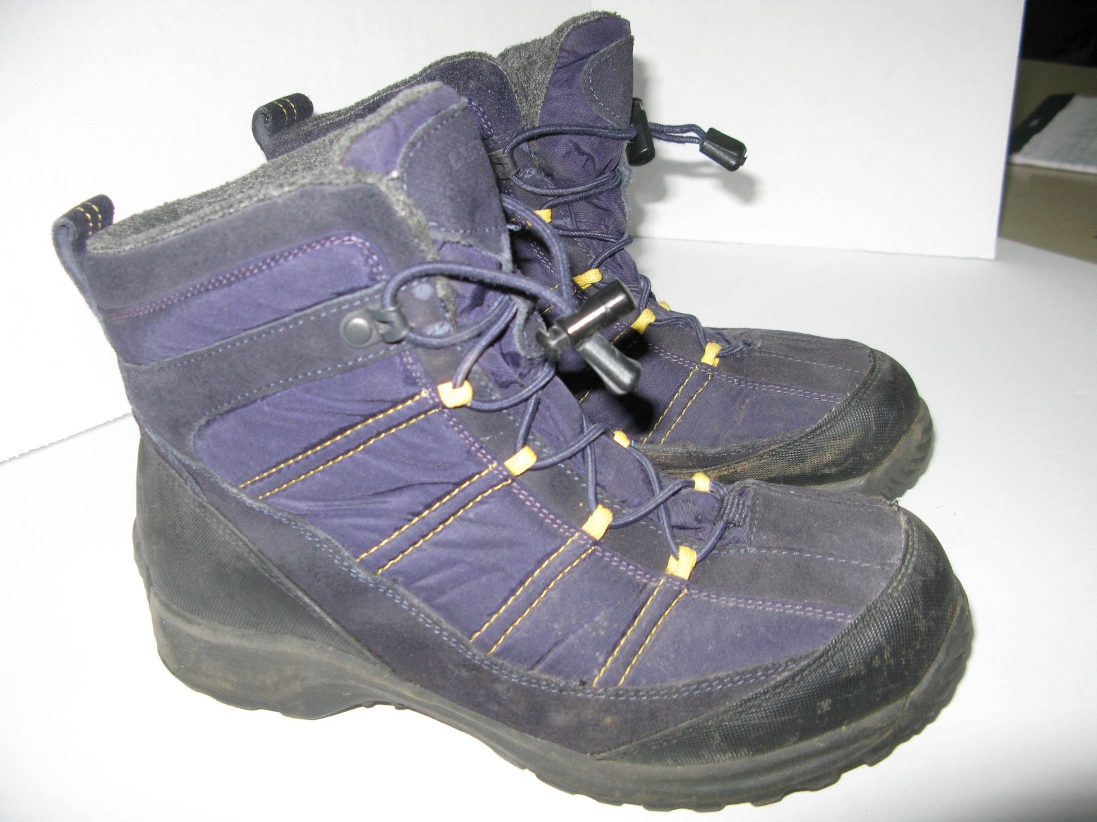 Lands End Womens 7.5B Deep Navy Purple Laceup, Draw Tie Insulated Lined 7″ Boots