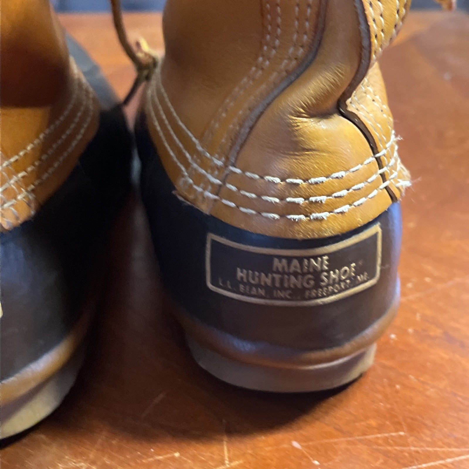 LL Bean Womens Maine Hunting Shoe Leather & Rubber Waterproof Duck Boots Size 8
