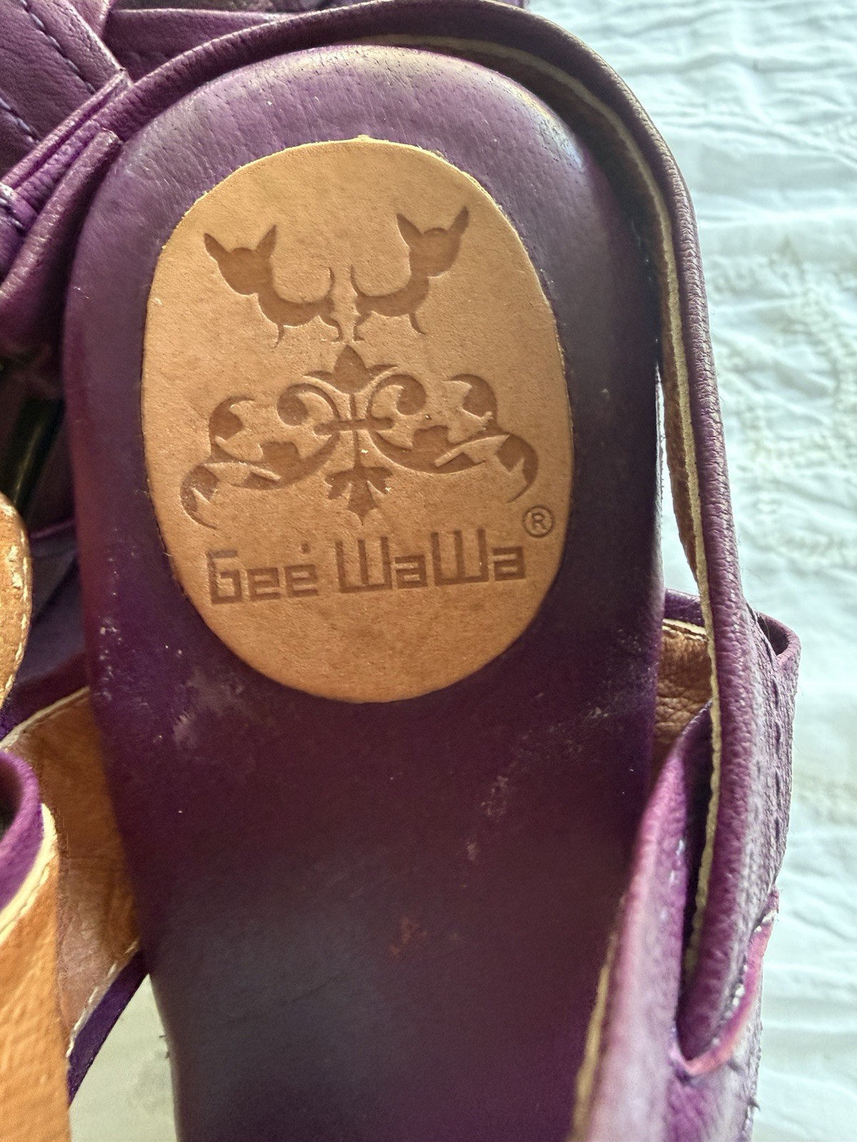Gee Wawa Purple Torino Mega Platform Wedge Sandals Sz 9 Chunky Boho Goth RARE