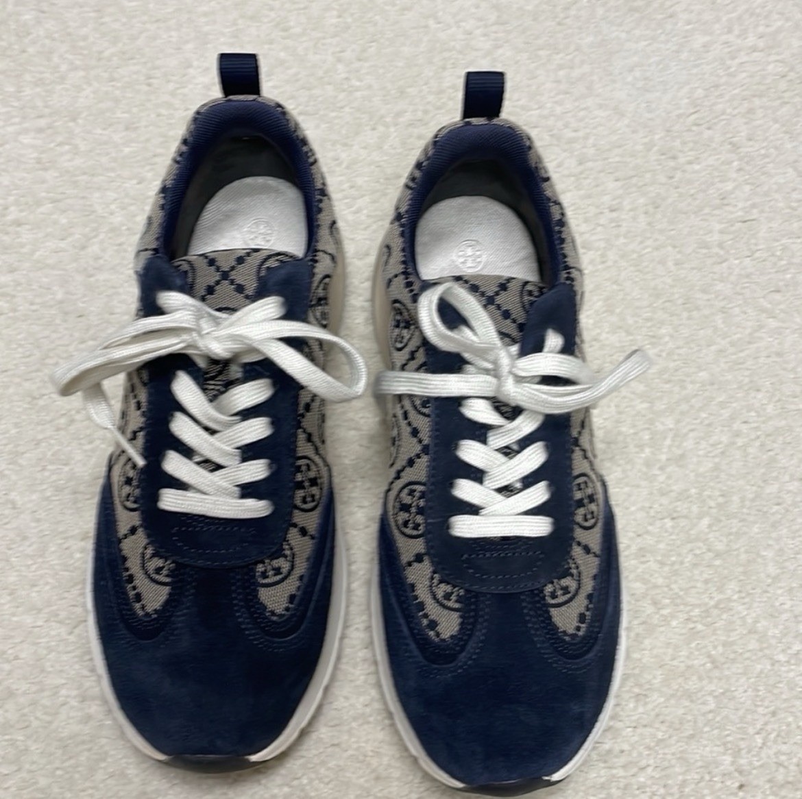 Used Good Condition Tory Burch Sneakers Navy And Cream Women’s Size 9.5