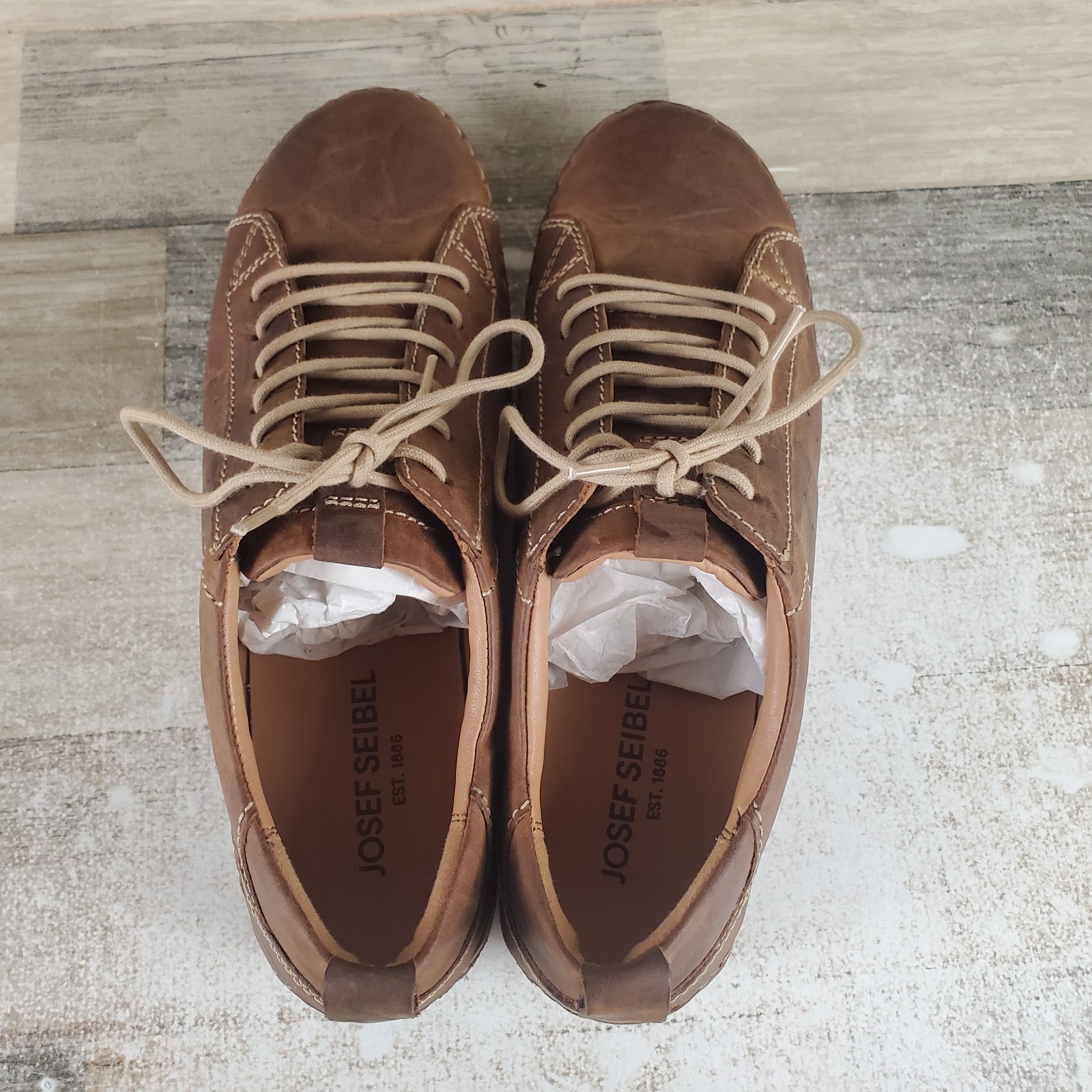 Josef Seibel Fergey 56 Womens Shoes Sz 9.5 Brandy Leather Lace Up Round Toe