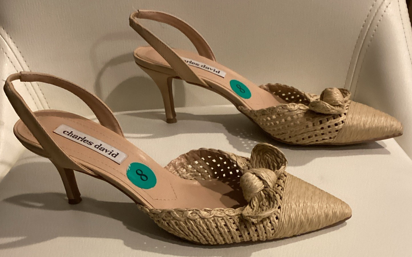 Charles David Allyson Raffia Slingback Pump Heel Shoes Size 8M NEW See Disc