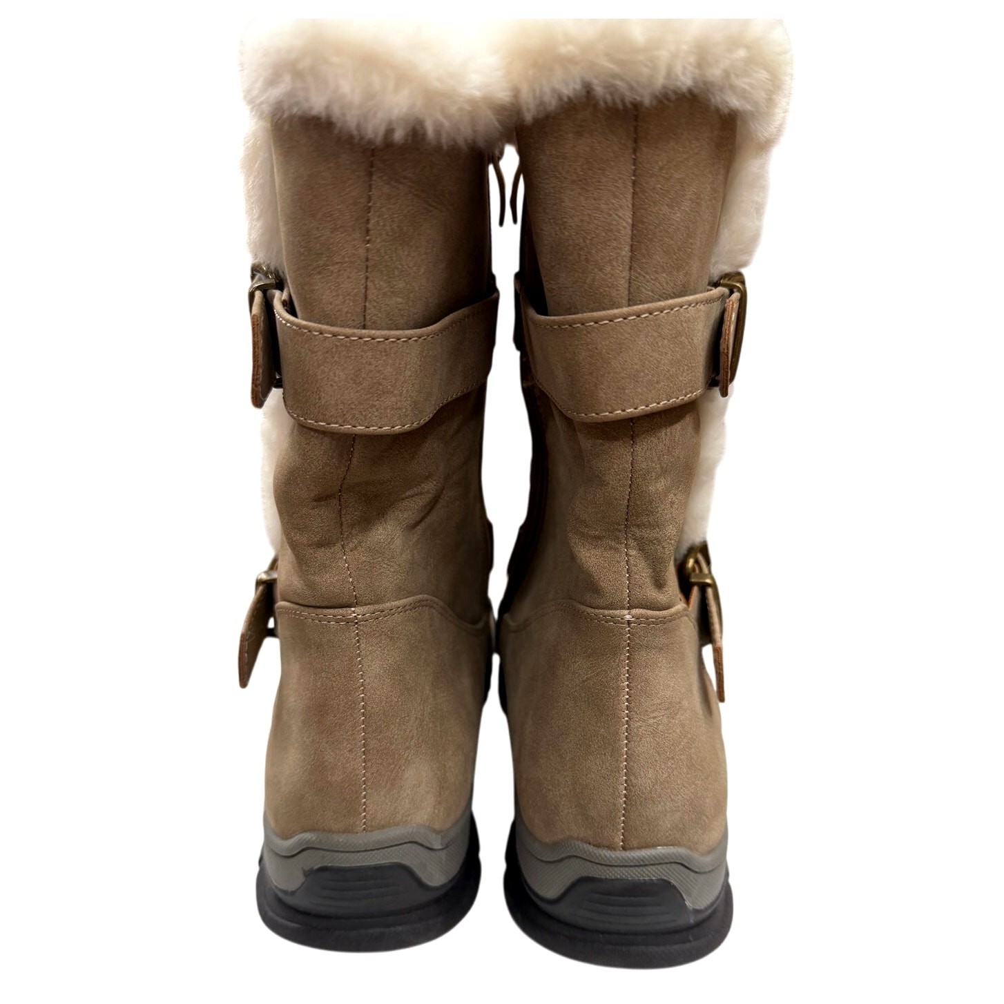 Dream Pairs Women’s Winter Boots 10 Tan Faux Leather Synthetic Fur Lining NWOB