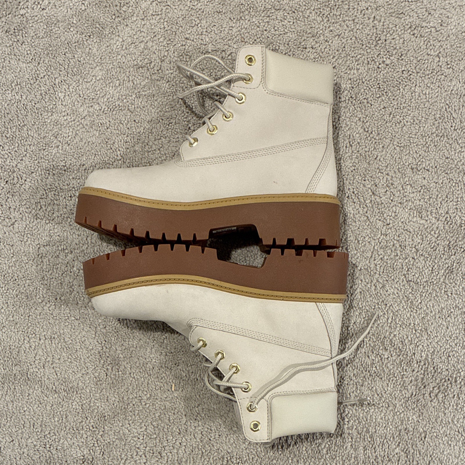 Timberland Women’s Platform Lace-Up Ankle Boots Beige/Brown US 10 EU 41.5