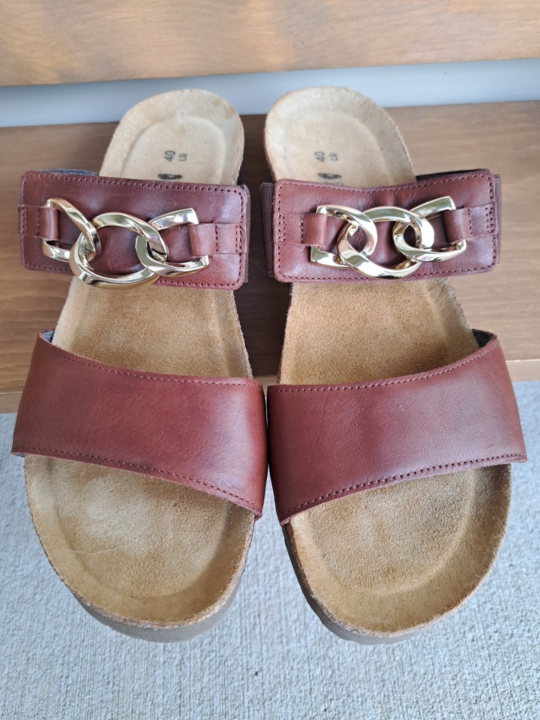 Naot Victoria Wedge Sandals Women’s 9 Chestnut Leather Anatomic Cork Comfort