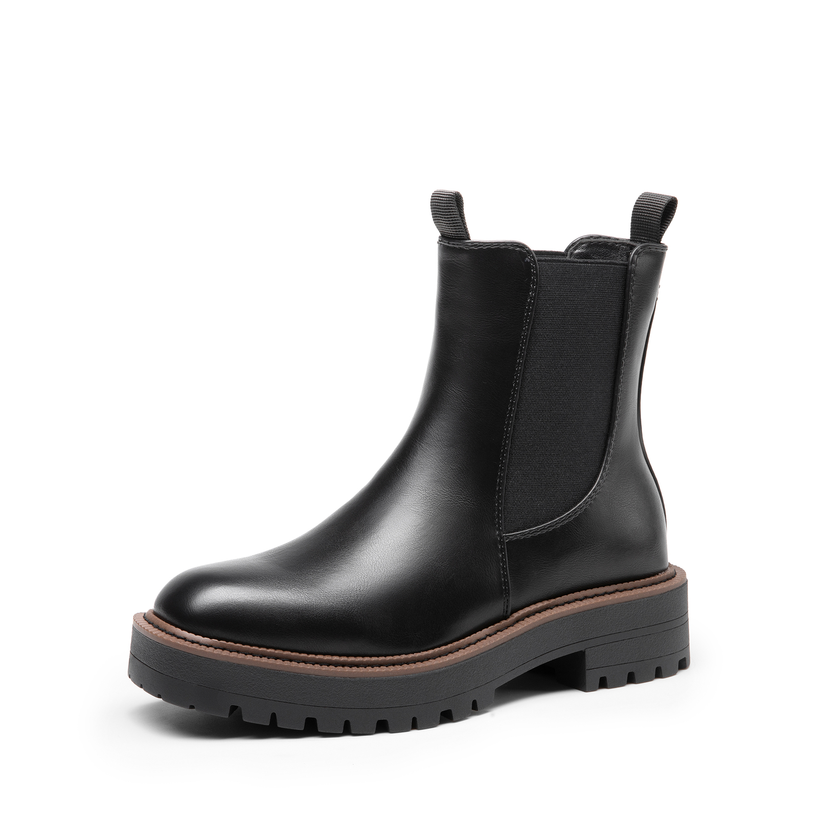 Women Chelsea Booties Low Chunky Heel Round Toe Sole Platform Slip On Ankle Boot